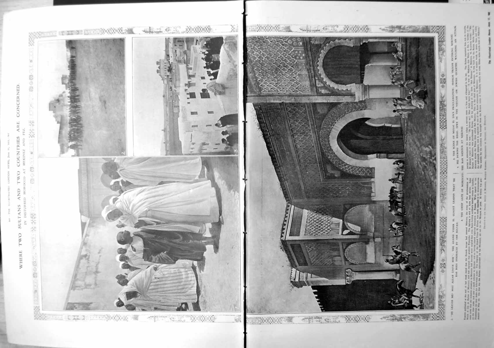 Old Two Sultans Countries Mekinez Fez People Ornate Gateways 1911 940TP 20th
