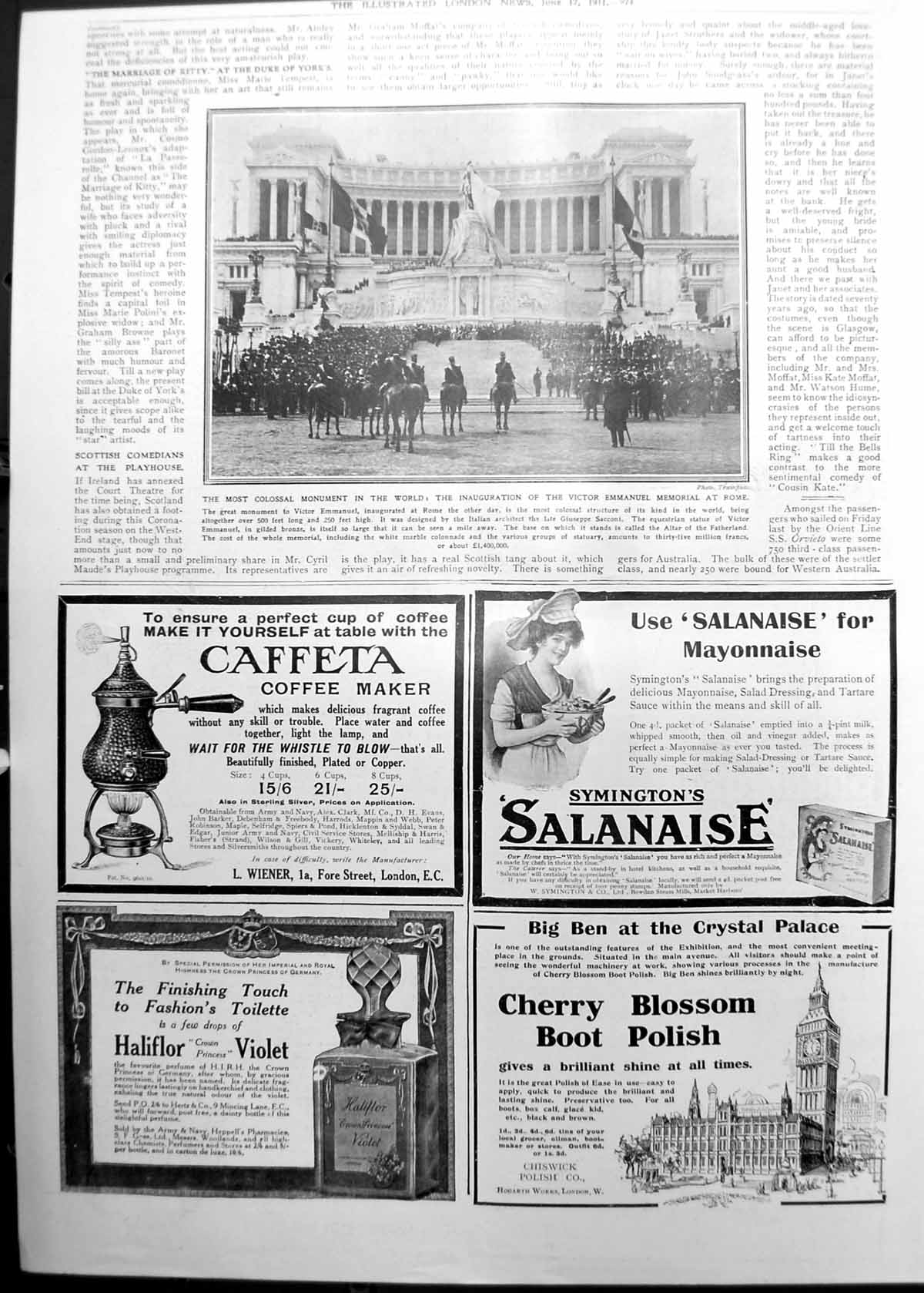 Old Inauguration Colossal Monument World Victor Emmanuel Rome 1911 974P 20th