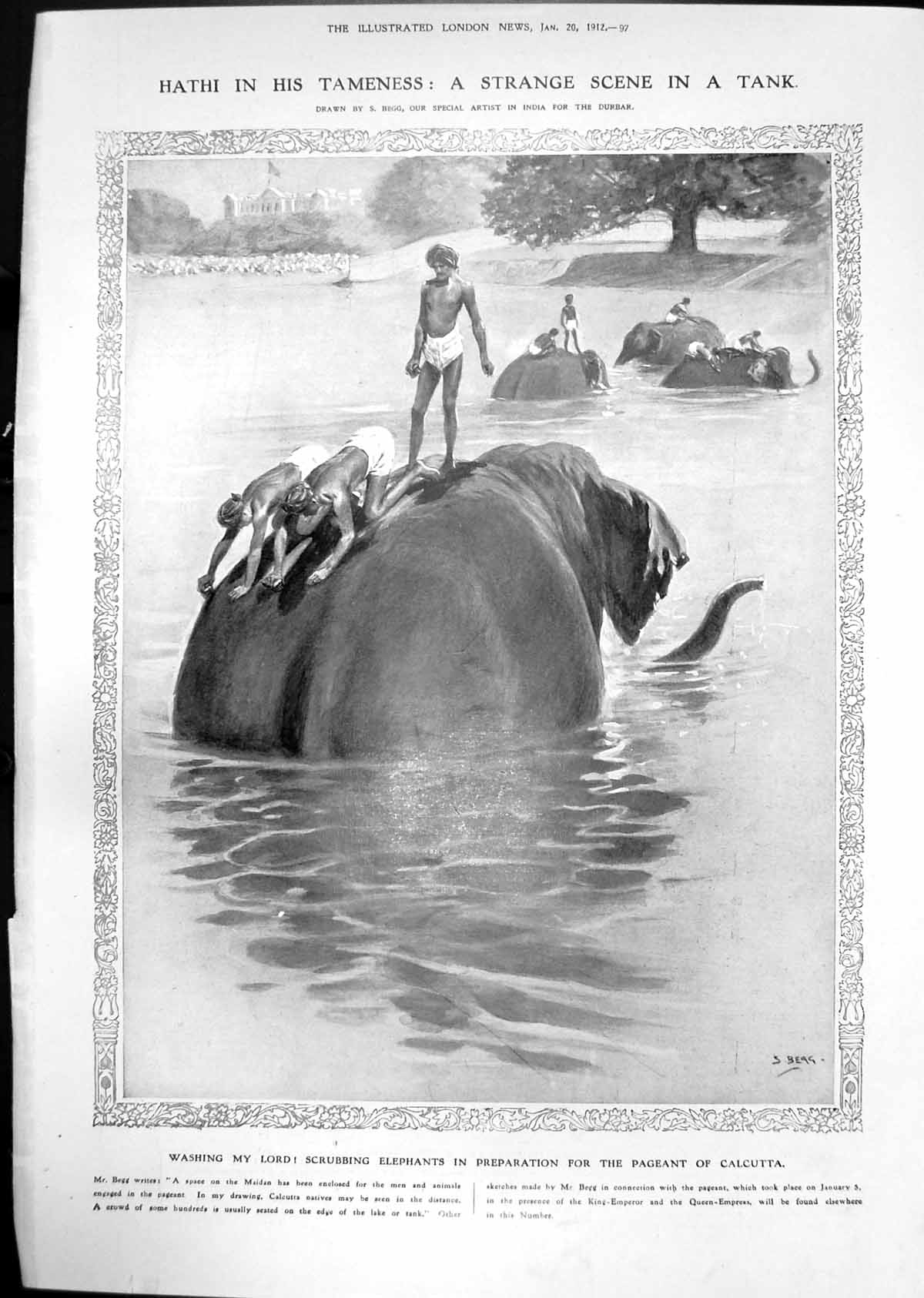 Old Scrubbing Elephants Pageant Calcutta Fetish Horn North Rhodesia 1912 20th