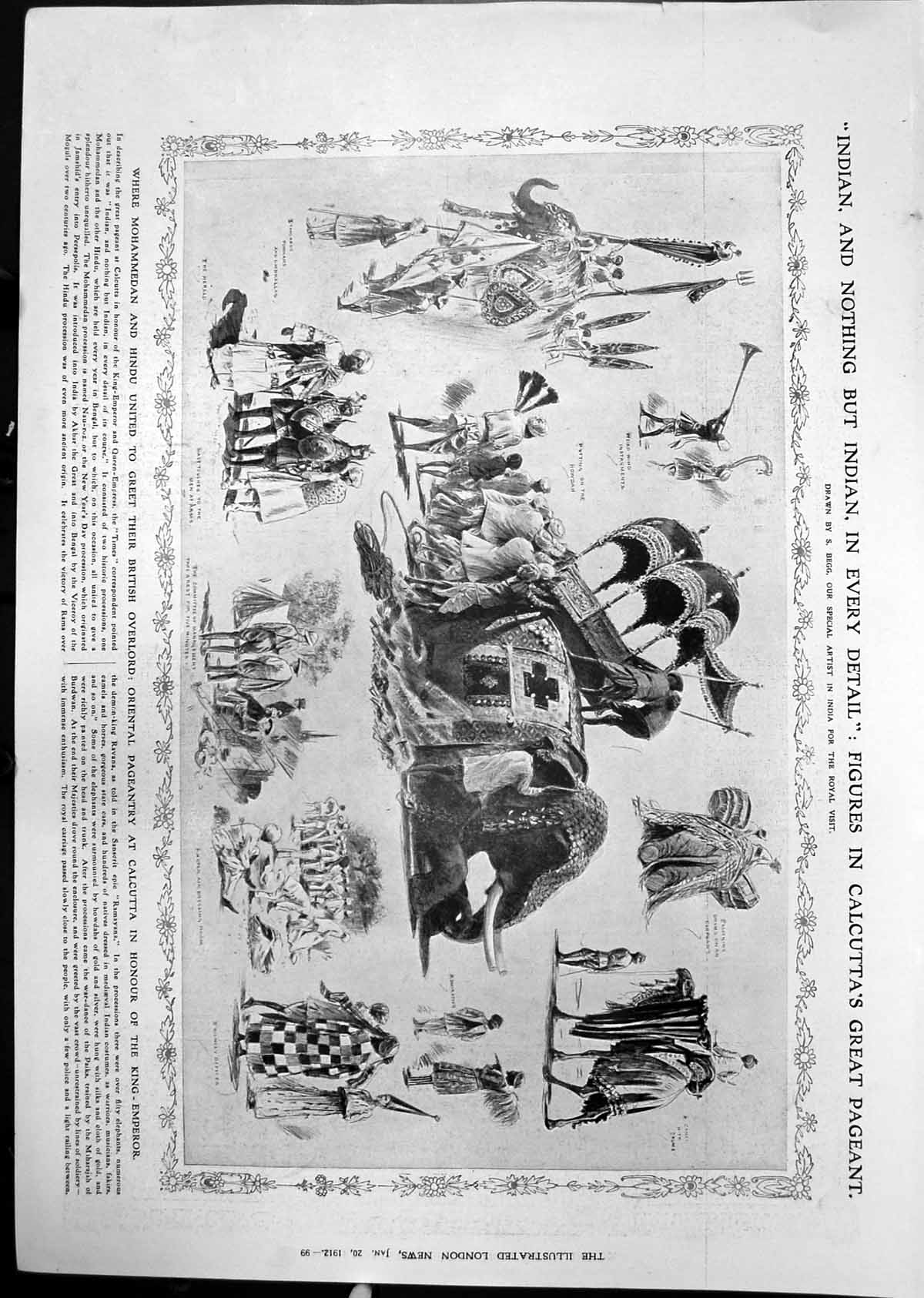 Old Oriental Pageantry Calcutta King Emperor Coal Explosion Tube 1912 20th
