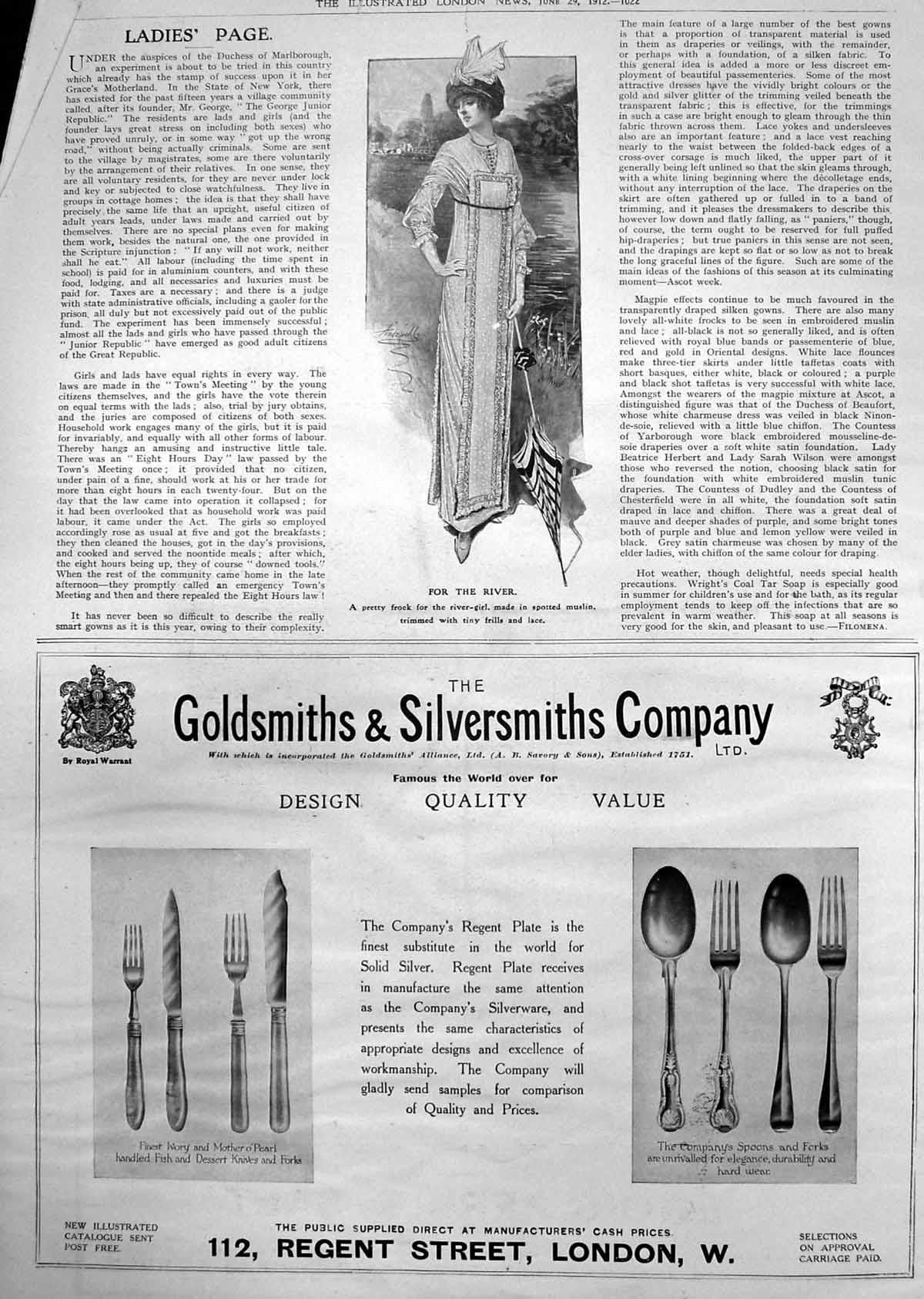 Old Dress River Gsmiths Silversmiths Cutlery Ivory Mother Pearl 1912 20th
