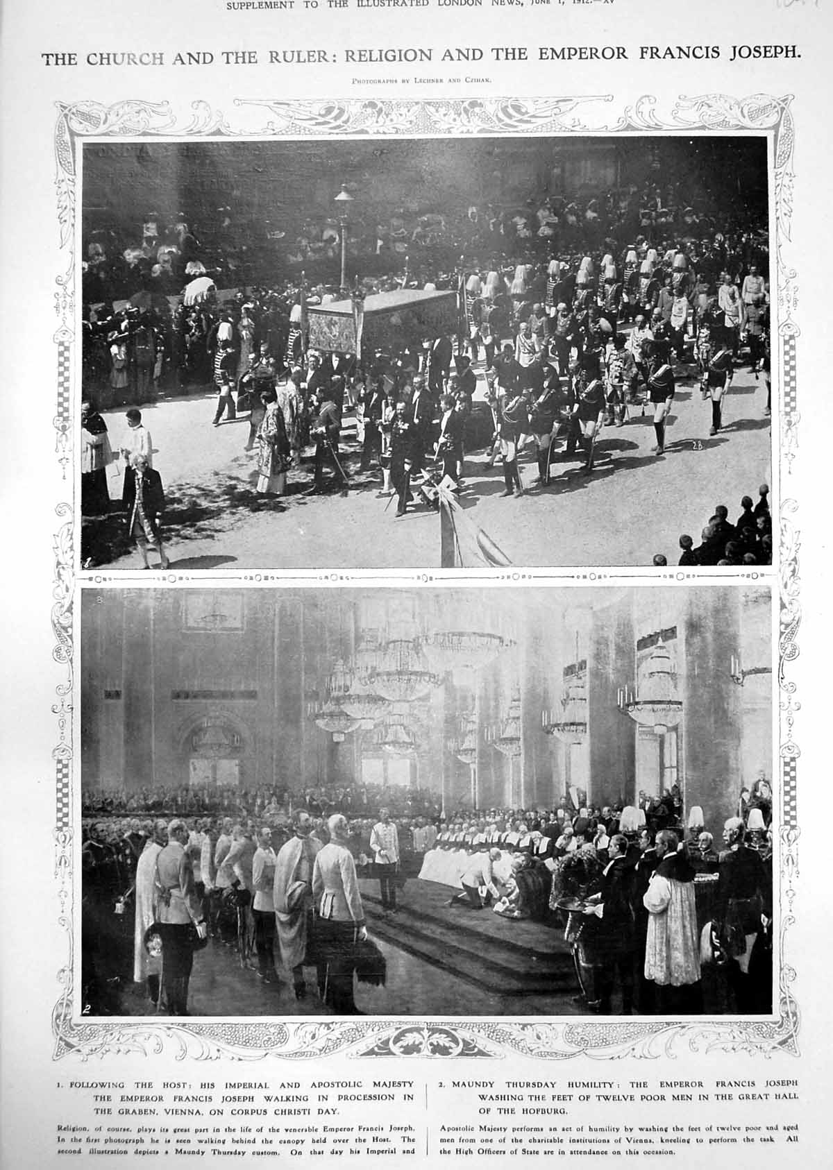 Print Emperor Francis Joseph Procession Graben Vienna Corpus Christi Day 1912