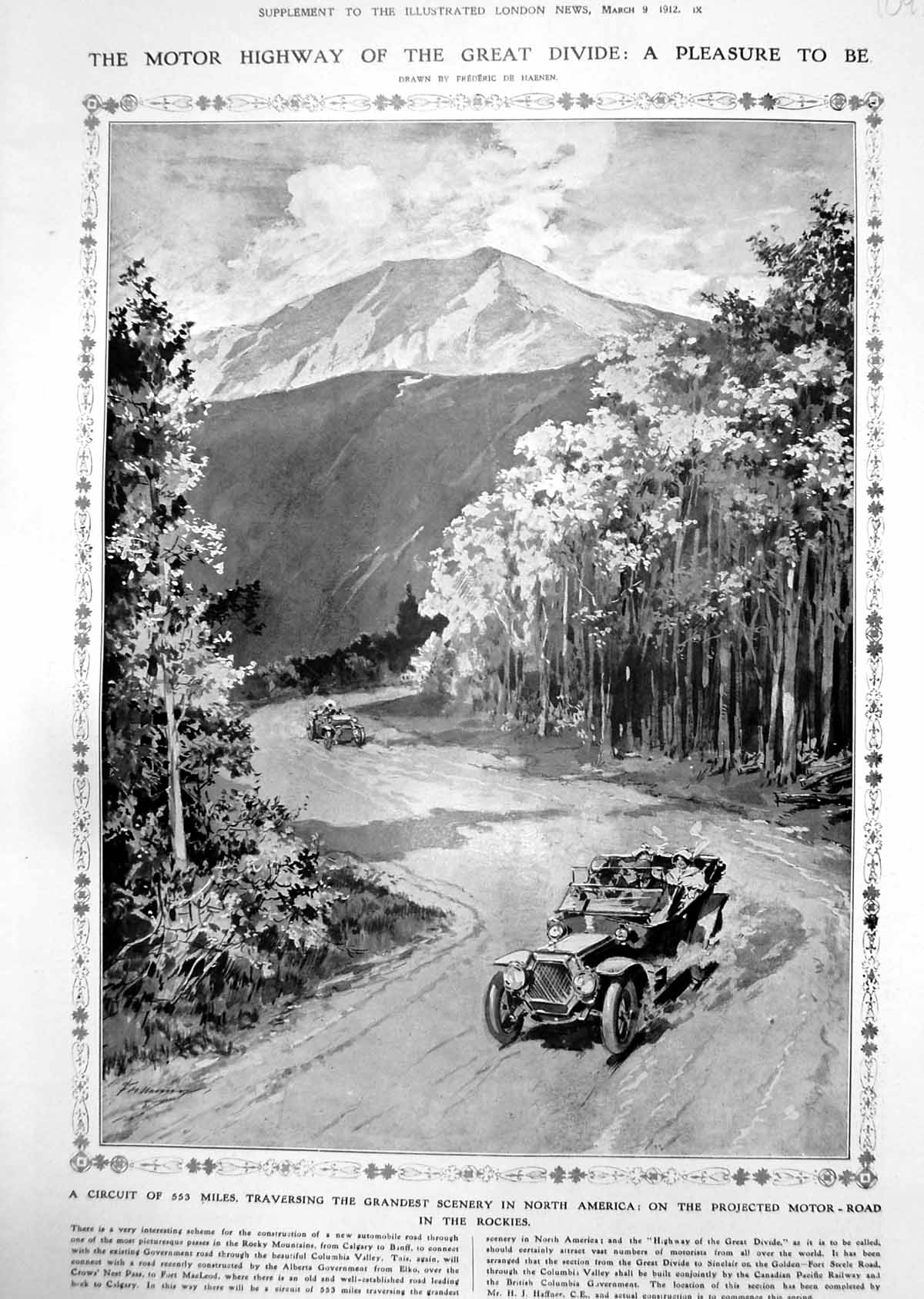 Old Car Road Rockies Tour N America Farming Canada Cockshutt Plough1912 20th