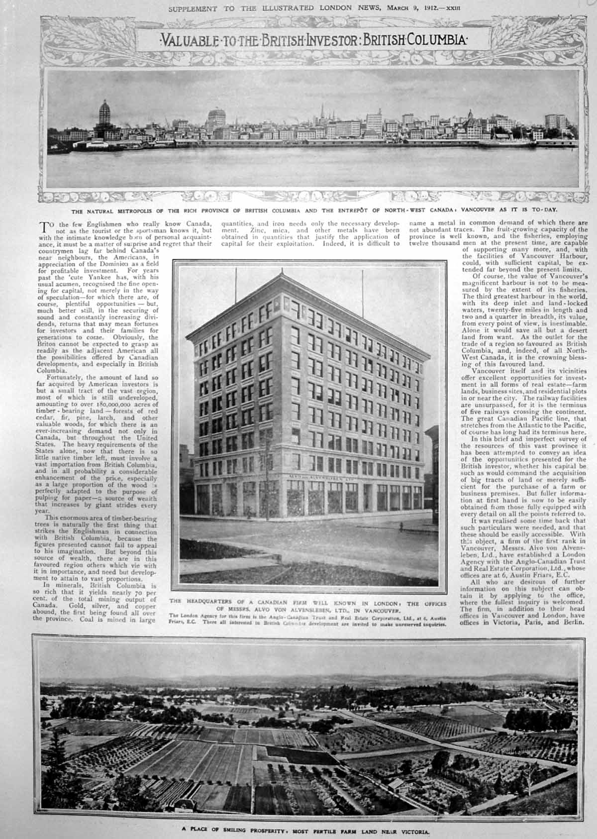 Antique Print Vancouver Land Victoria Garment Factory T Eaton Toronto 1912