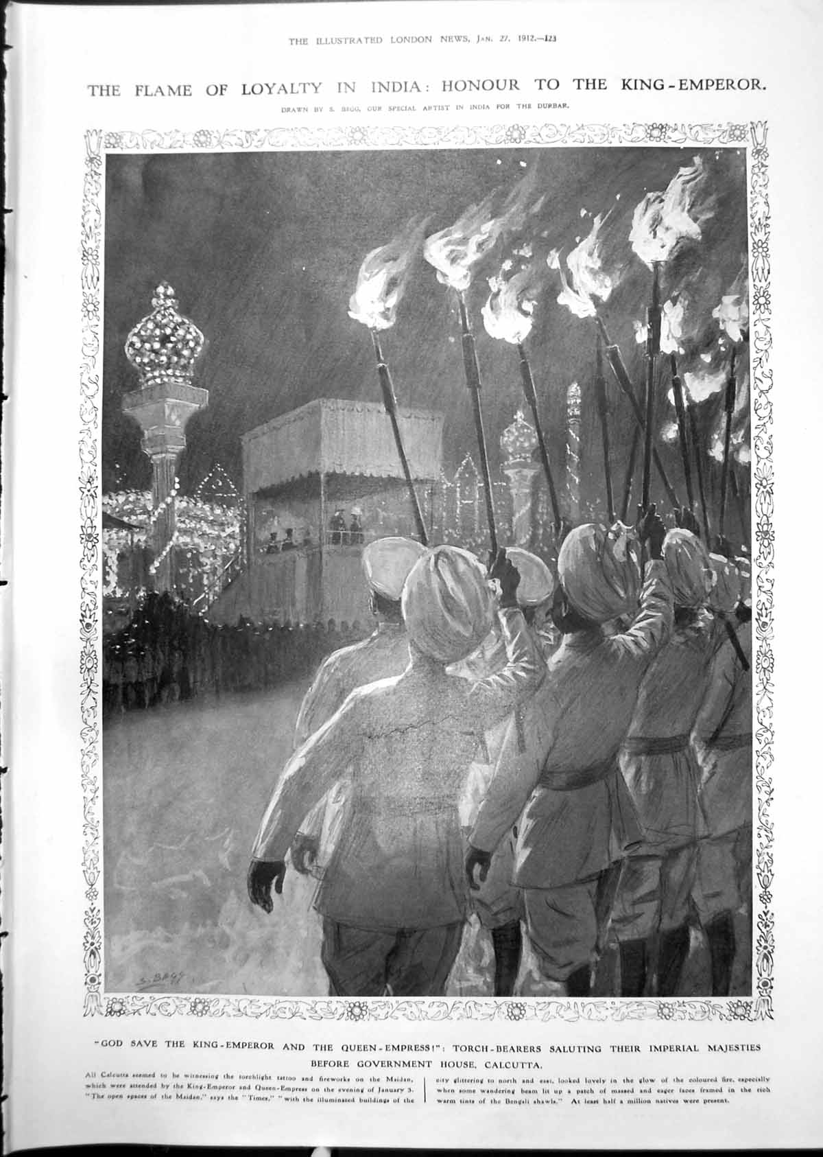 Old Torch Bearers Honour King Emperor Calcutta Moon Lunar Plain 1912 20th