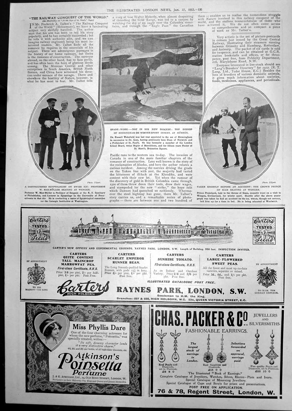 Old Skating Wengen Crown Prince Siam W Max-Muller Bishop Birmingham1912 20th