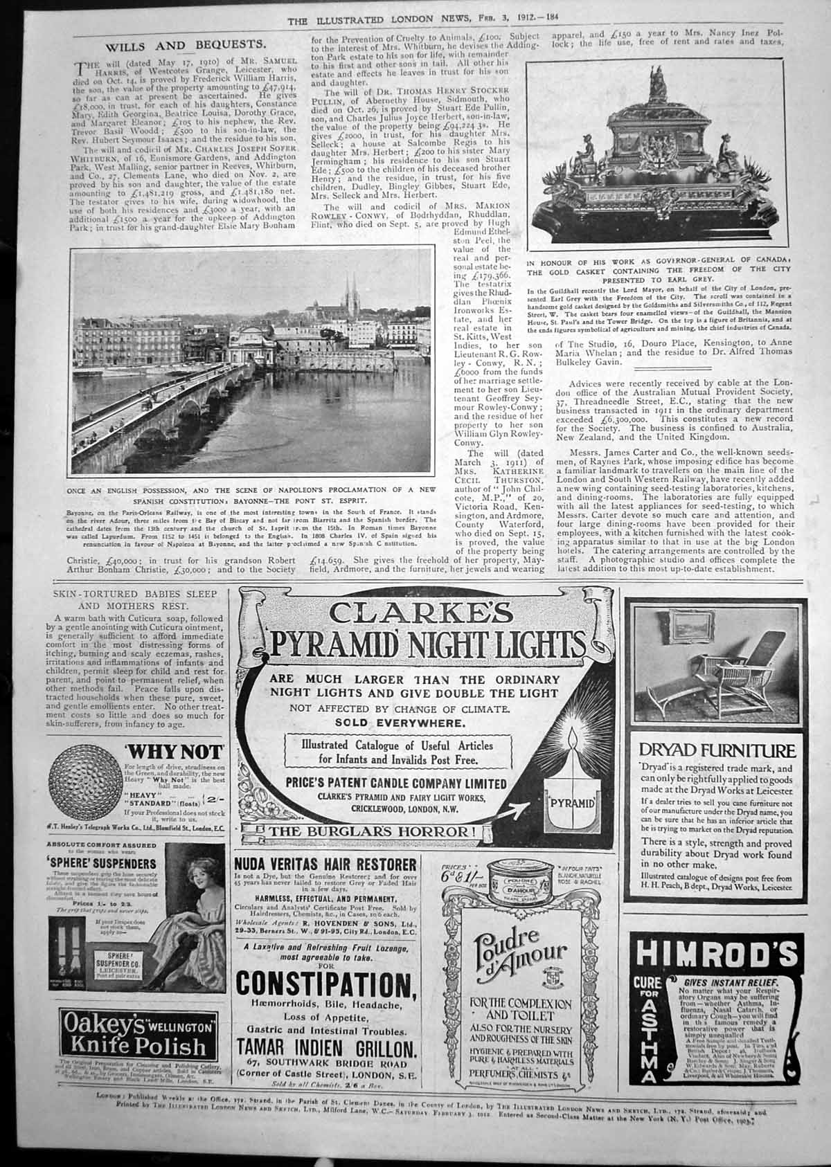 Old GCasket Earl Grey Bayonne Pont St Esprit Paris Orleans Railway1912 20th