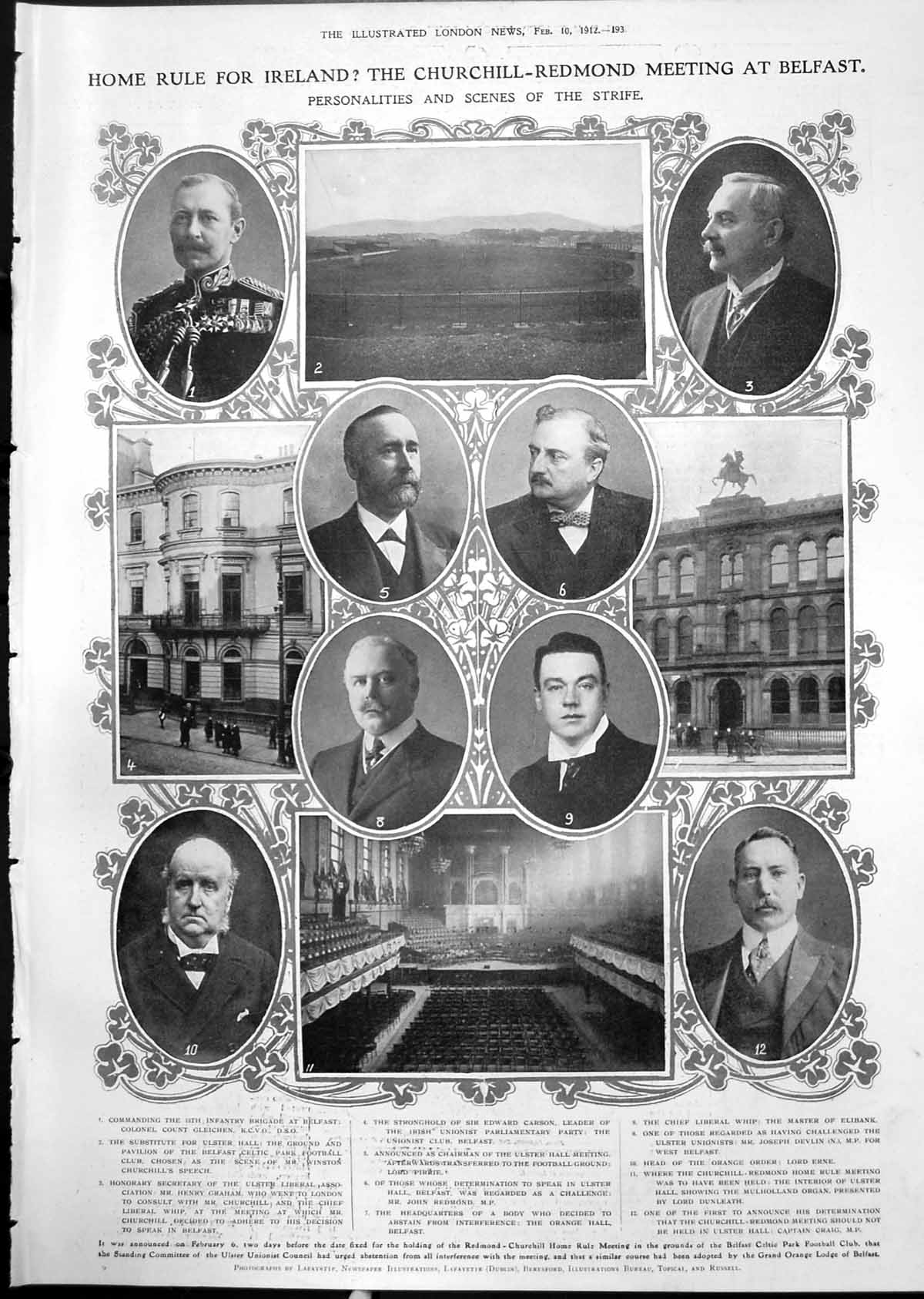 Antique Print Churchill Redmond Meeting Belfast Prince Boris Bulgaria 1912 20th