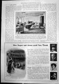Antique Old Print Queens Sitting Room On Board Medina Caruso Sore Throat 1912
