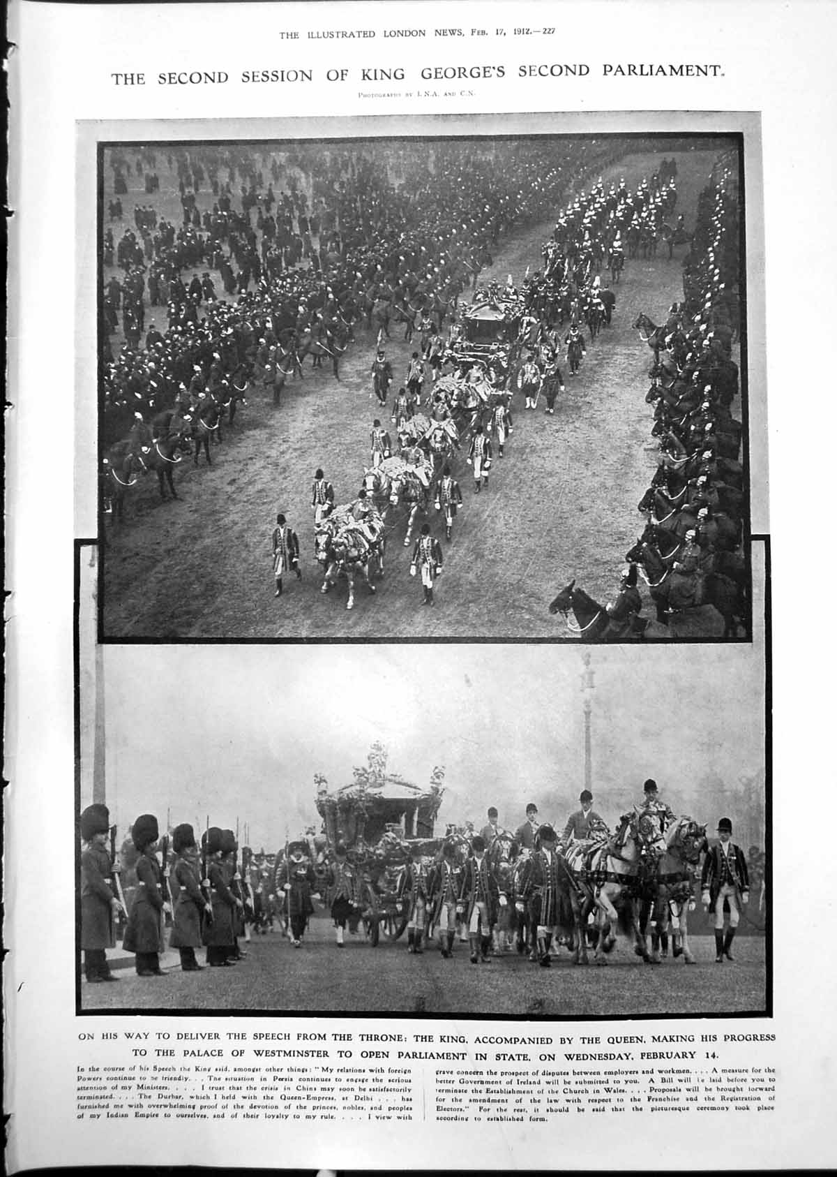 Old King George Speech Open Parliament Sir Edward Grey Made Knight 1912 20th