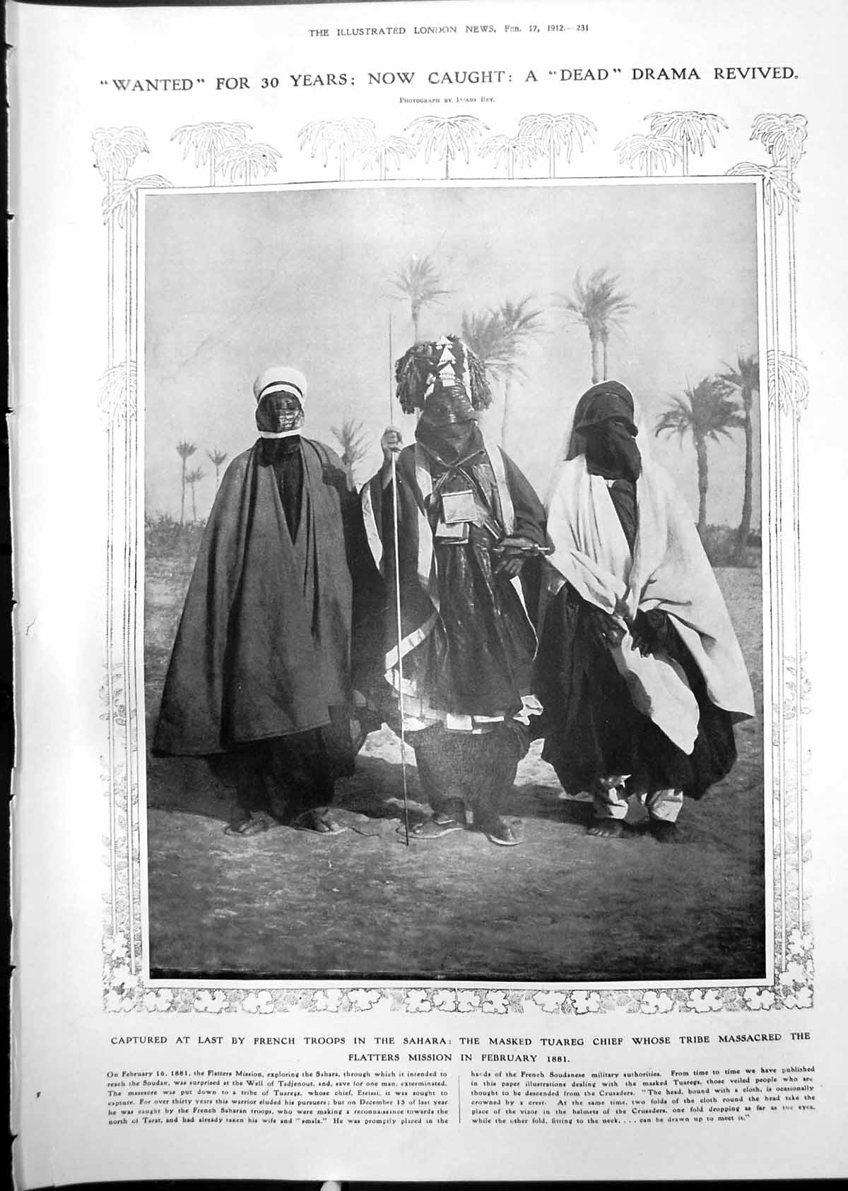 Old Print Masked Tuareg Chief Captured China Becomes Republic Temple 1912 20th
