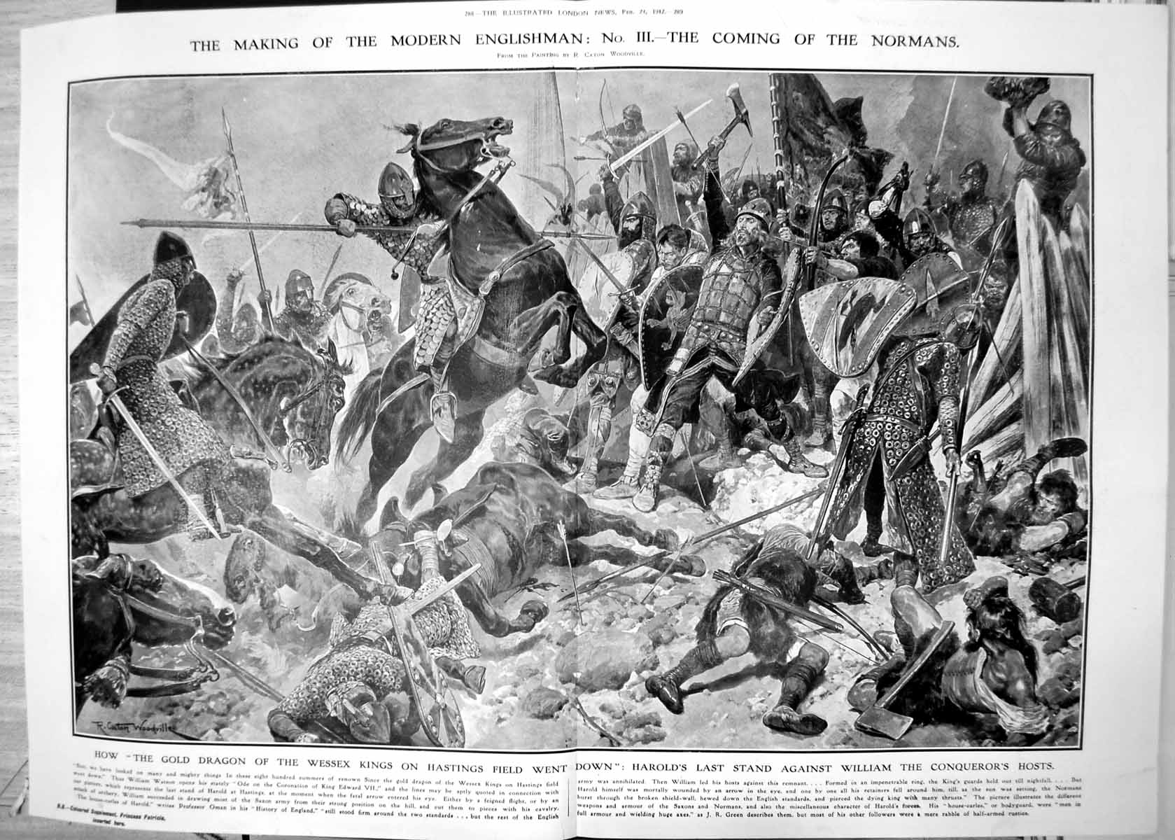 Old Print Coming Normans Hars Last Stand Against William Conqueror 1912 20th