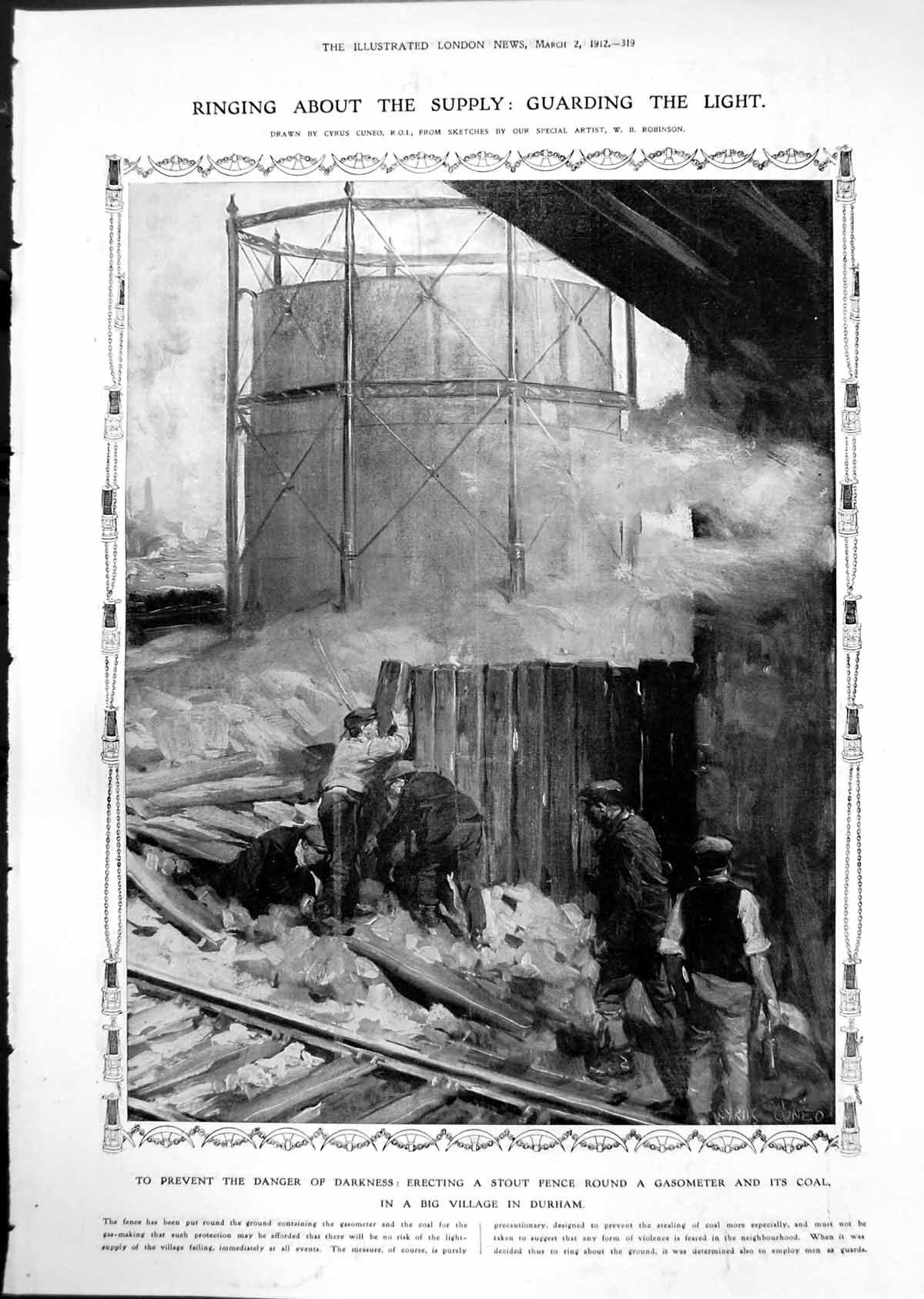 Old Fence Round Gasometer Save Light Boring Shaft Building Coal 1912 20th