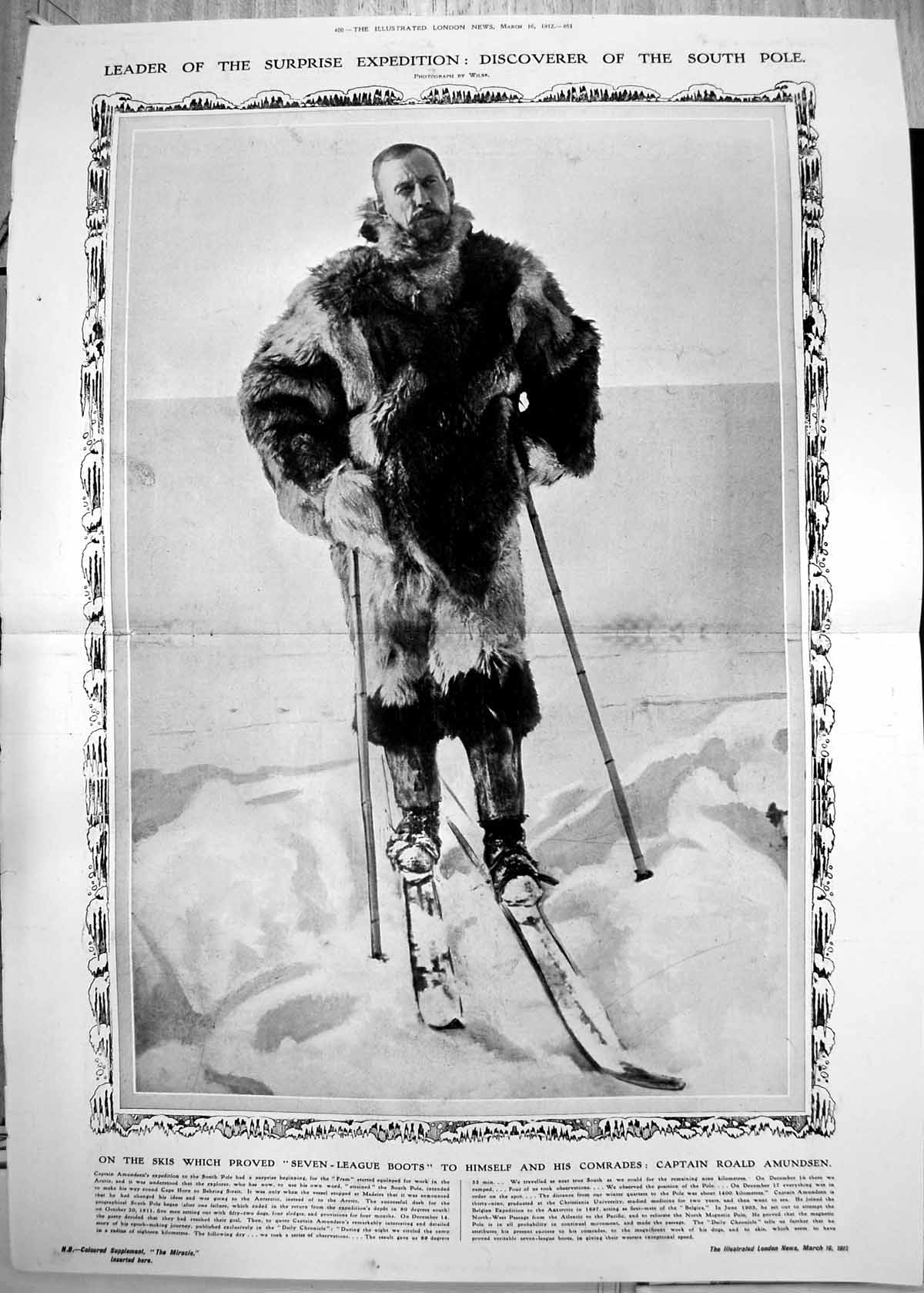 Print Captain Roald Amunsden Skis Leader Expedition Discover South Pole 1912