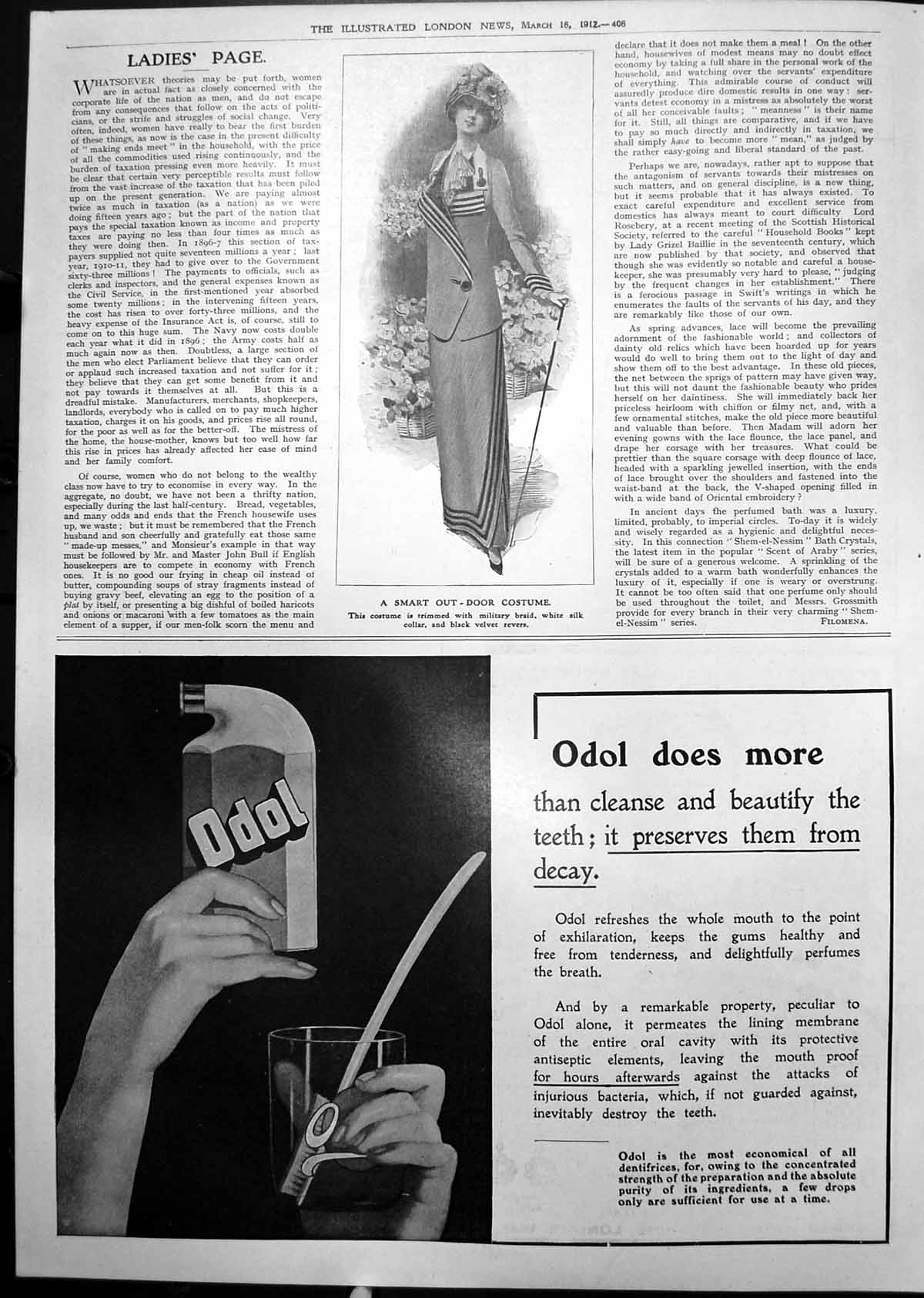 Old Smart Out Door Costume Odol Cleans Teeth Preserves From Decay 1912 20th