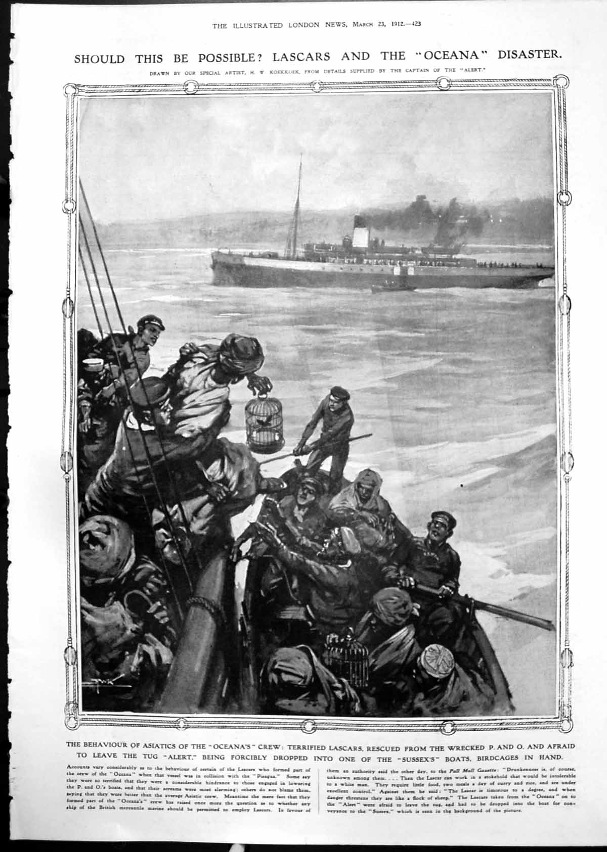 Old Lascars Wreck Oceana Forced Leave Tug Alert Professor J Thomson 1912 20th