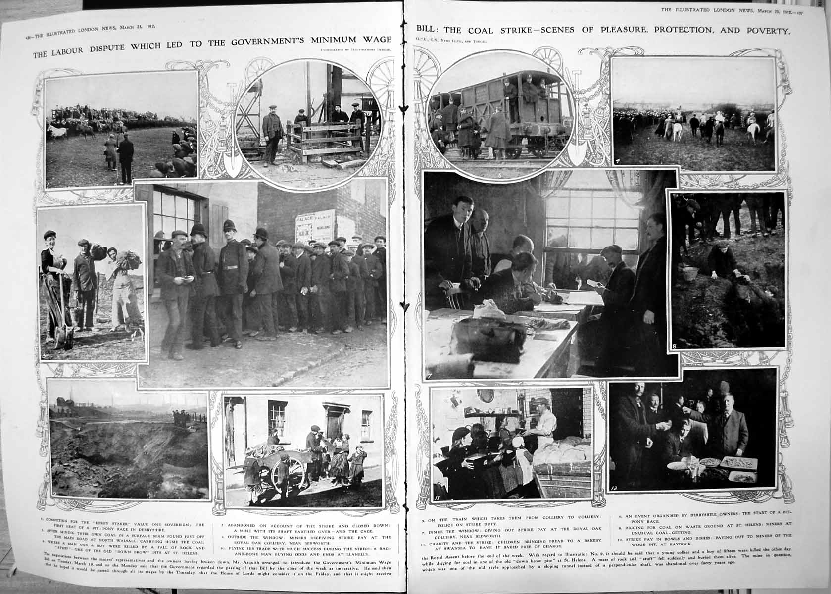 Print Labour Dispute Governments Minimum Wage Bill Coal Strike 1912 Damaged