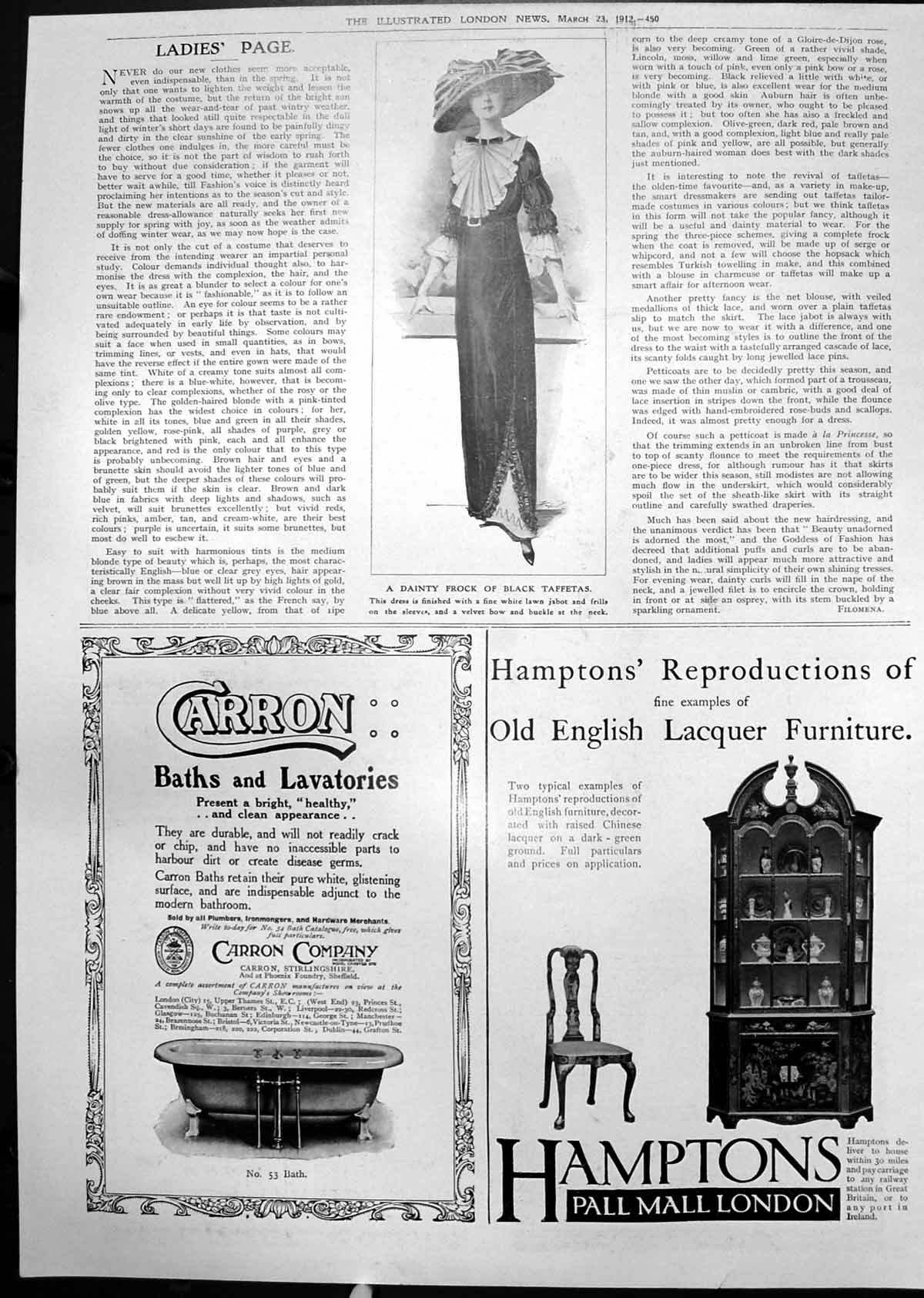Old Dainty Frock Black Taffetas Carron Baths Hamptons Furniture 1912 20th