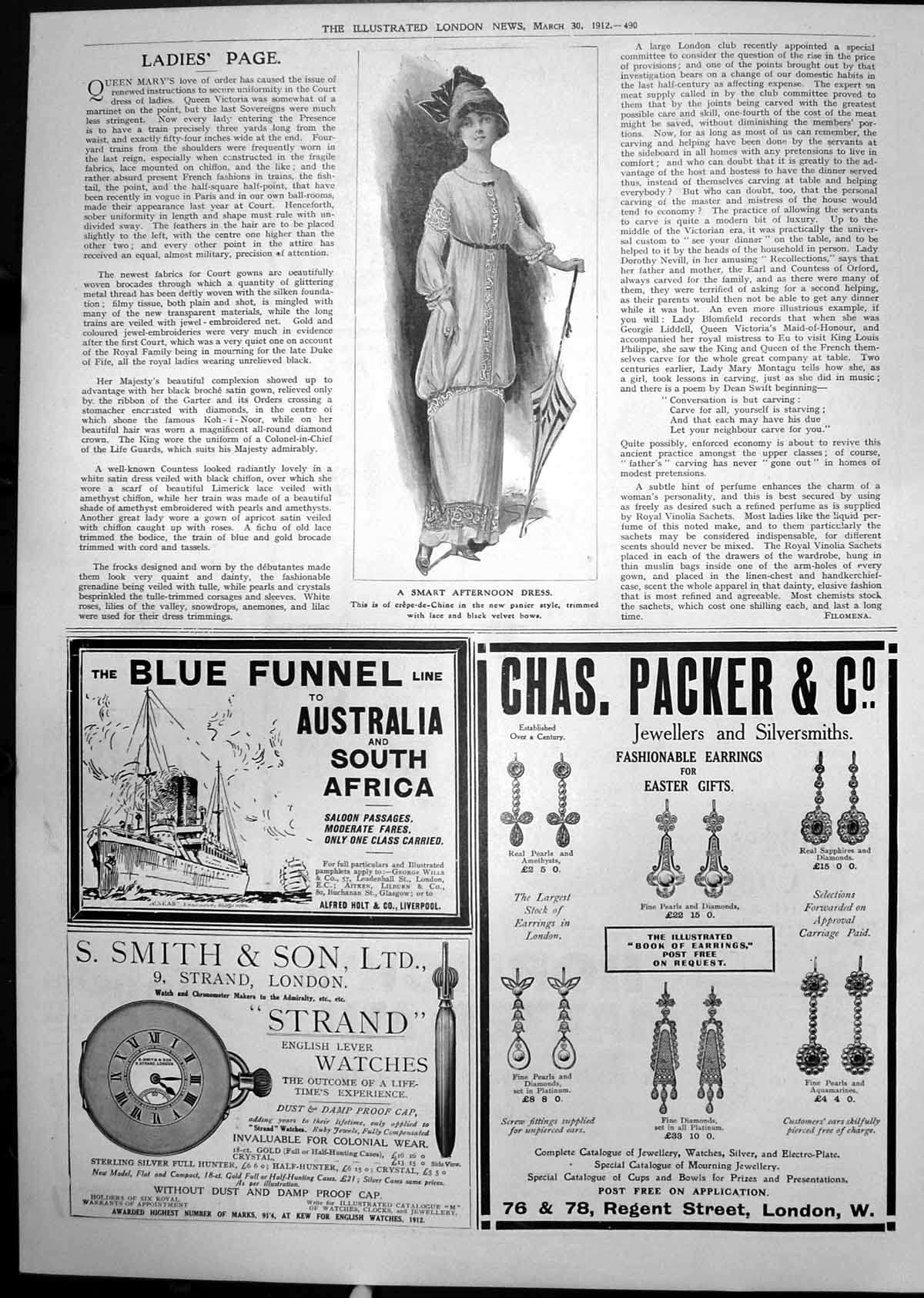 Old Smart Afternoon Dress Blue Funnel Line Australia South Africa 1912 20th