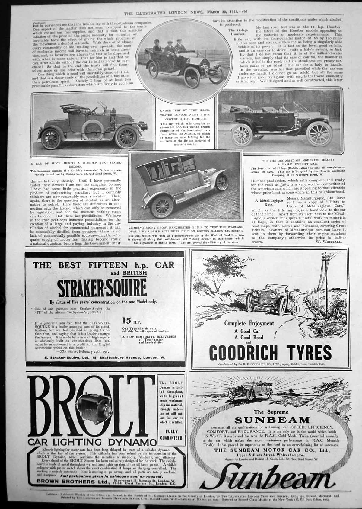 Old 11 Hp Humber Dion Bouton Saloon Limousine Dodson Everitt Car 1912