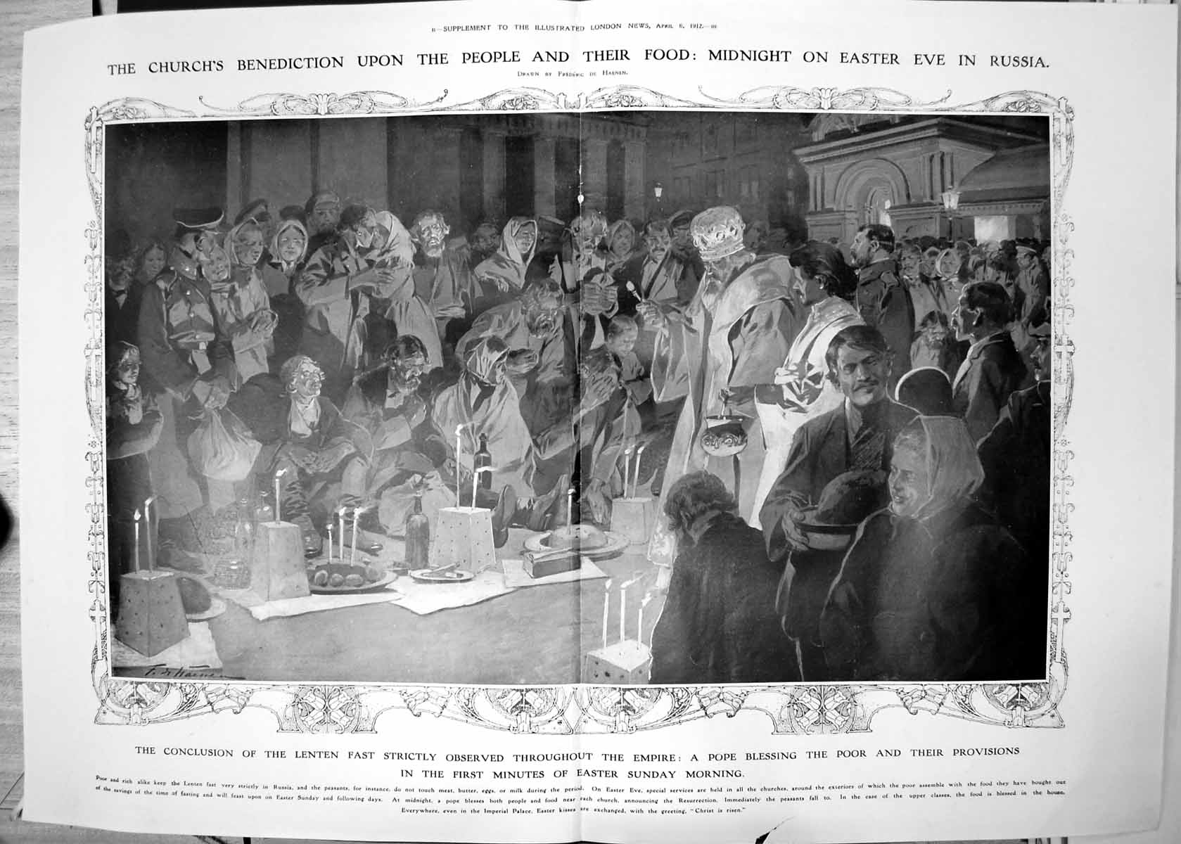 Old Print Easter Eve Russia Conclusion Lent Fast Pope Blessing Poor 1912 20th