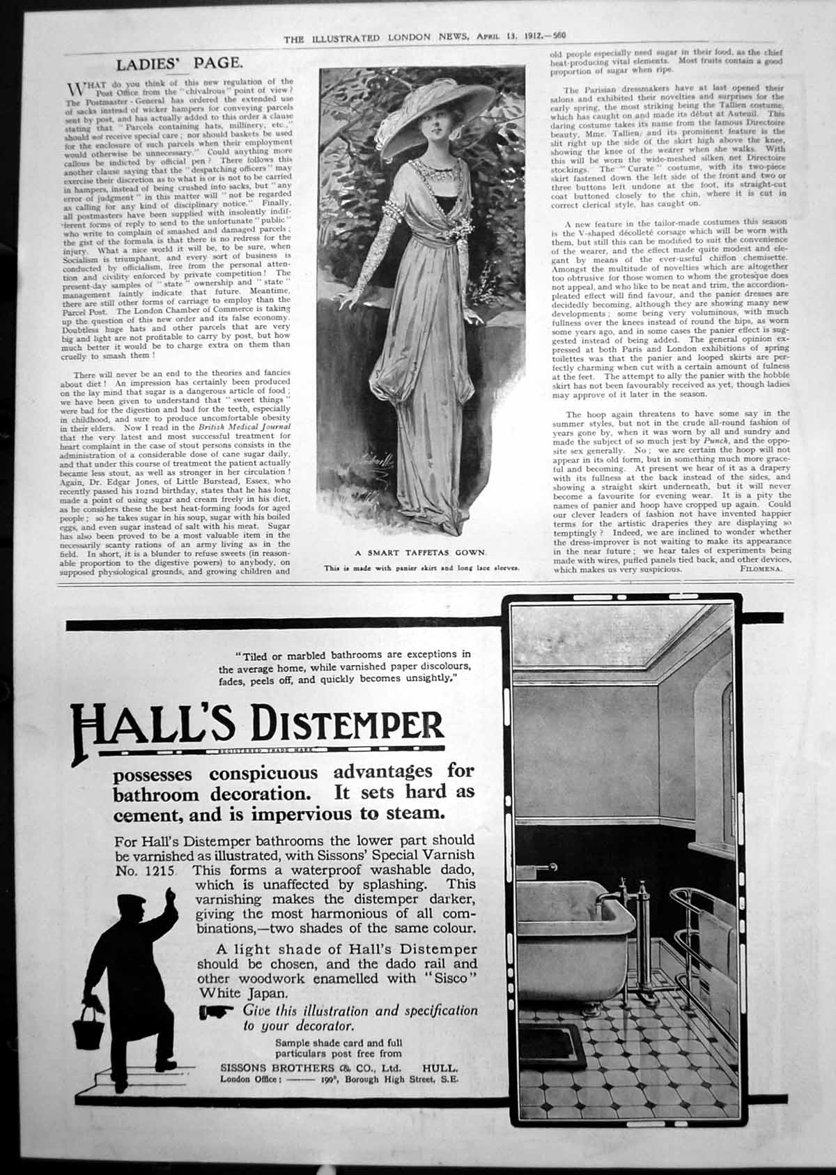 Old Smart Taffetas Gown Halls Distemper Sets Hard Impervious Steam 1912 20th