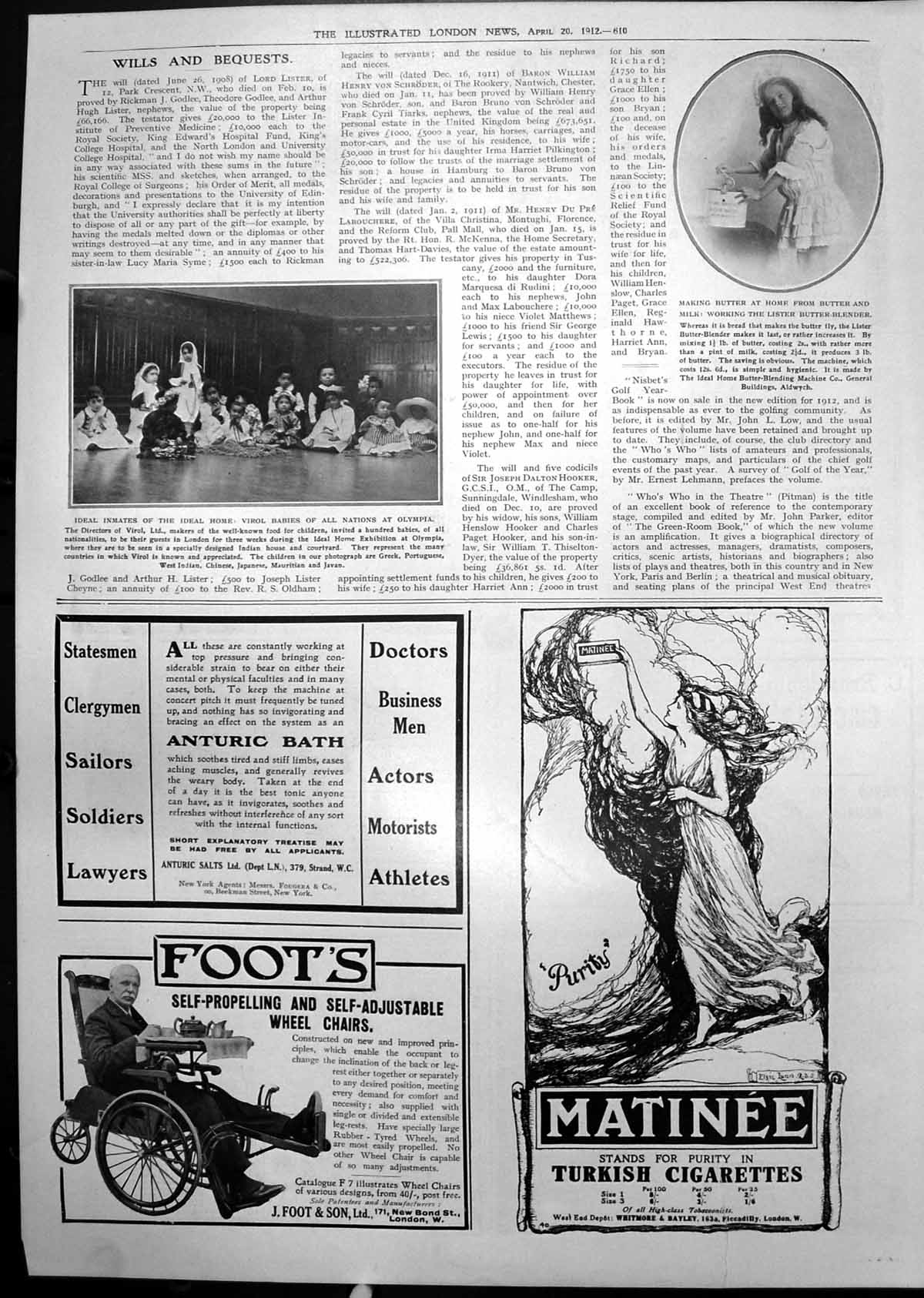 Antique Old Print Virol Babies All Nations Olympia Lister Butter Blender 1912