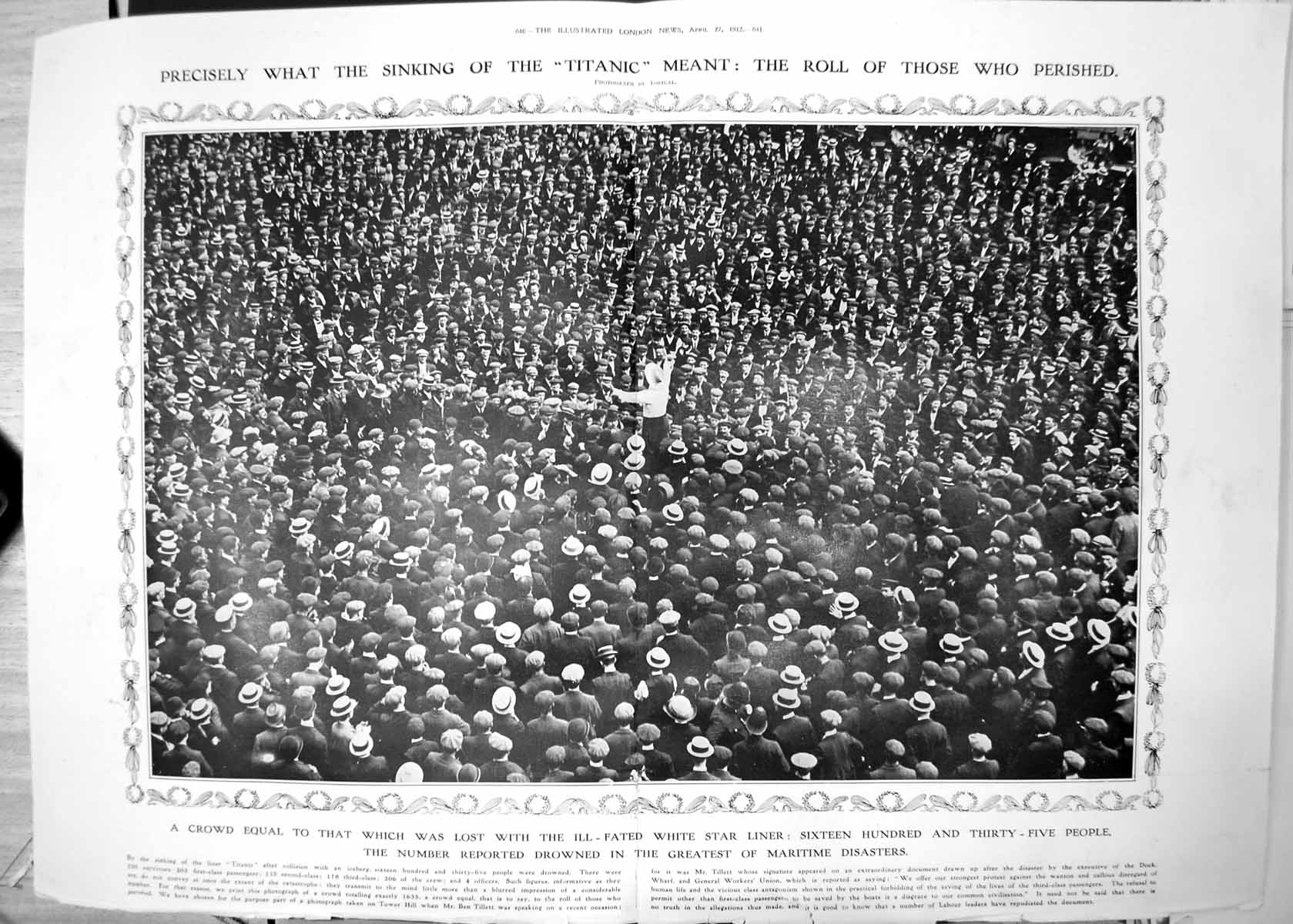 Old Crowd Equal People Lost Lives Titanic Disaster 1,635 Drowned 1912