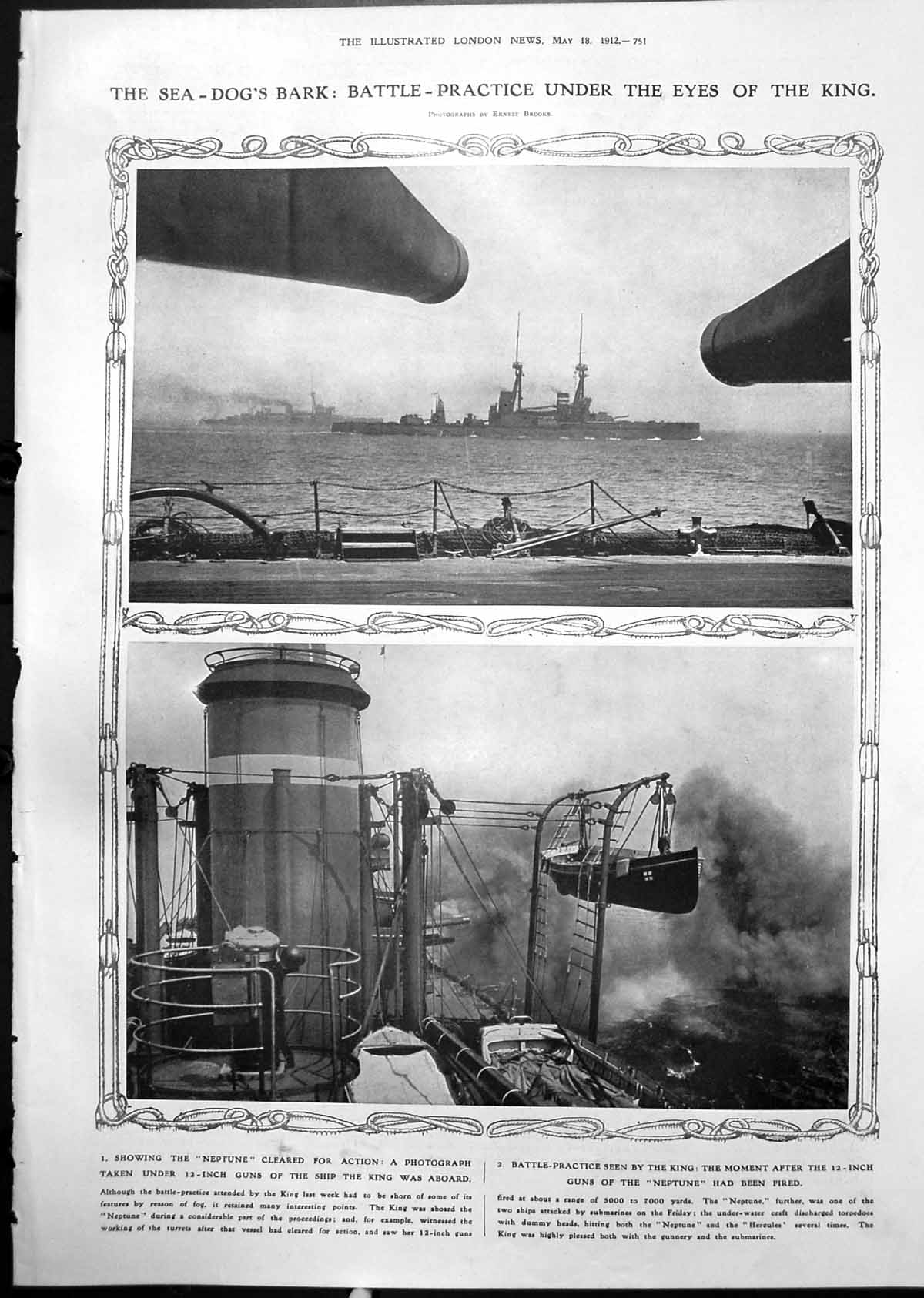 Old Battle Practice Neptune King Onboard Hydro Plane Biplane Navy 1912 20th