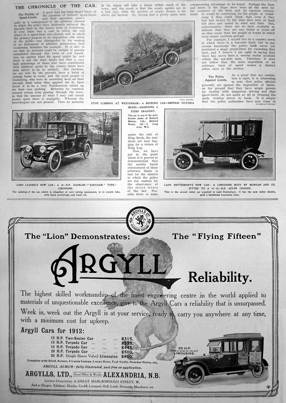 Old Lord Lilfords Daimler Earlham Bedford Empress Lady Heytesburys 1912 20th