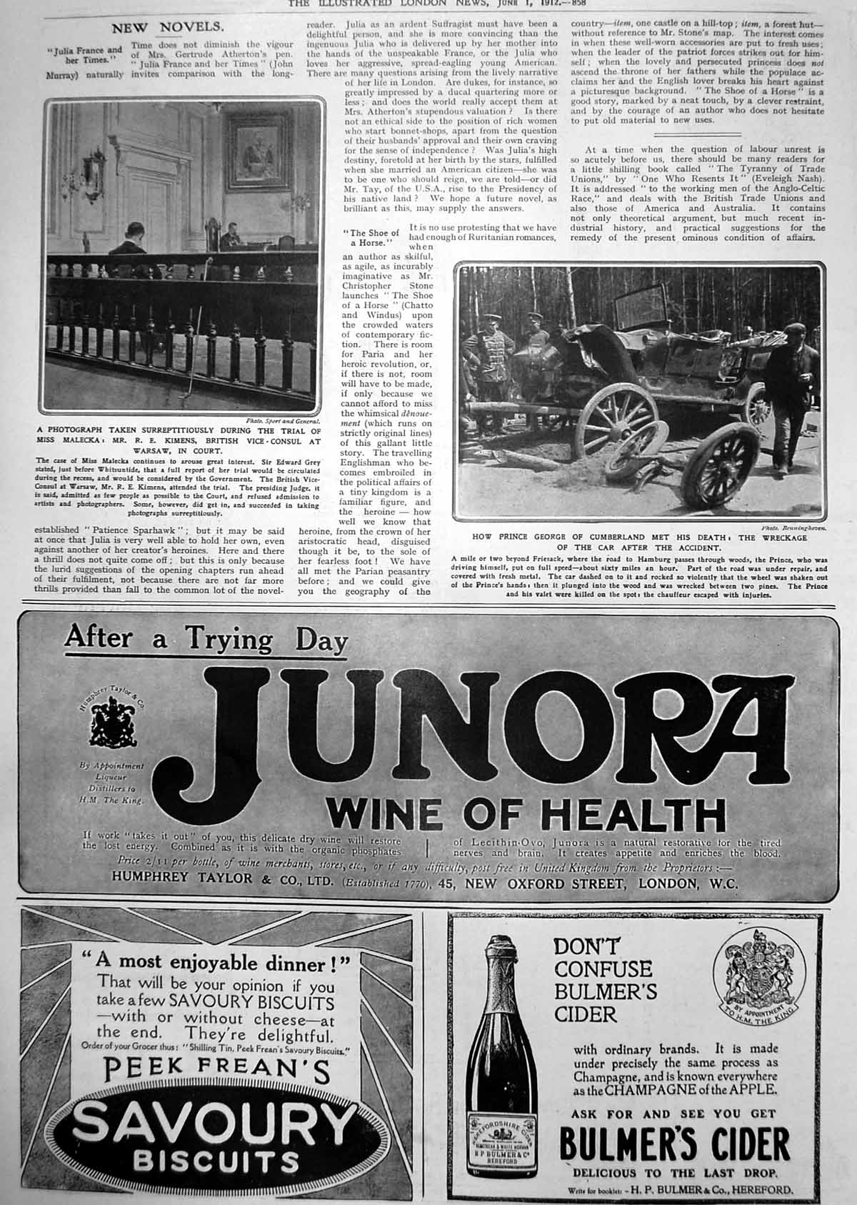 Old Wreckage Car Death Prince George Cumberland Trial Malecka Kimens1912 20th