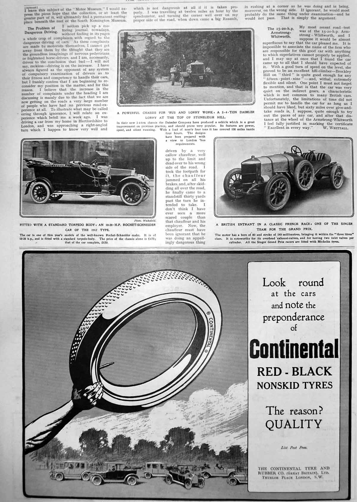 Old Daimler Lorry Rochet Schneider Torpedo Body Singer Grand Prix 1912 20th