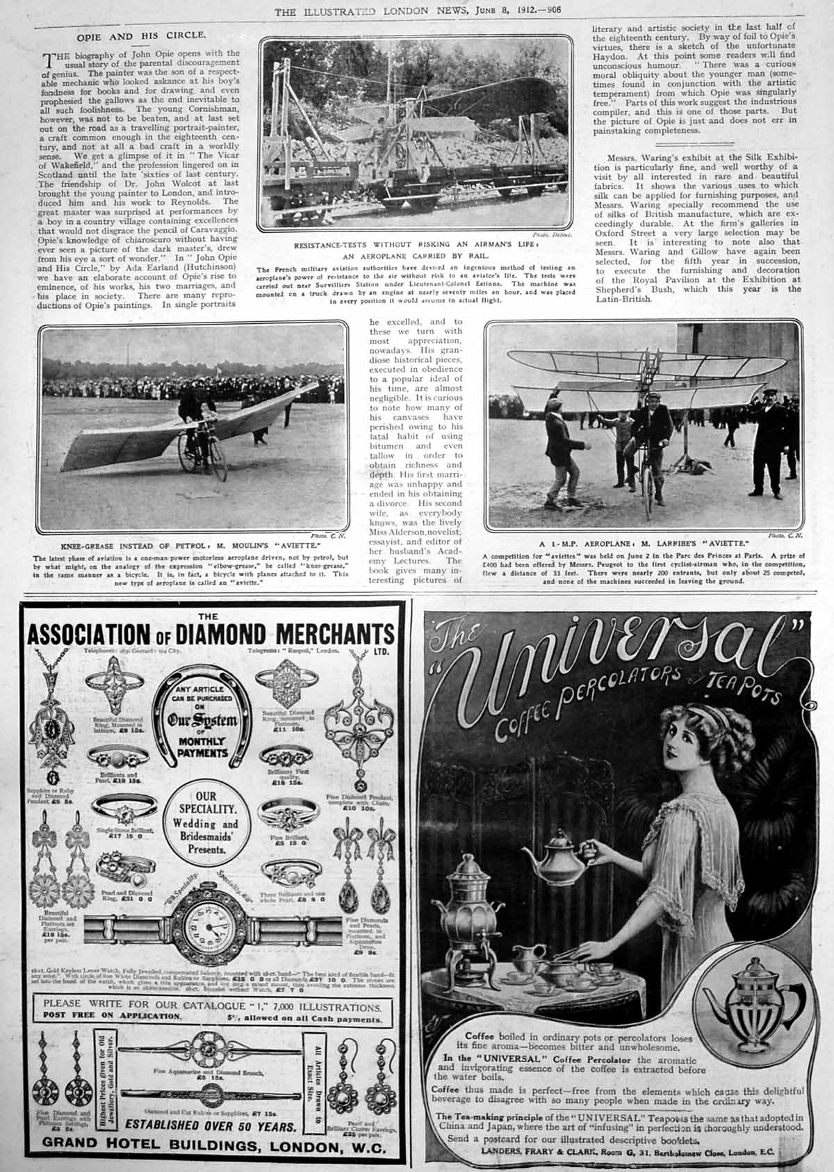 Old Aeroplane Carried Rail M Moulins Aviette M Larribes Aviette 1912 20th
