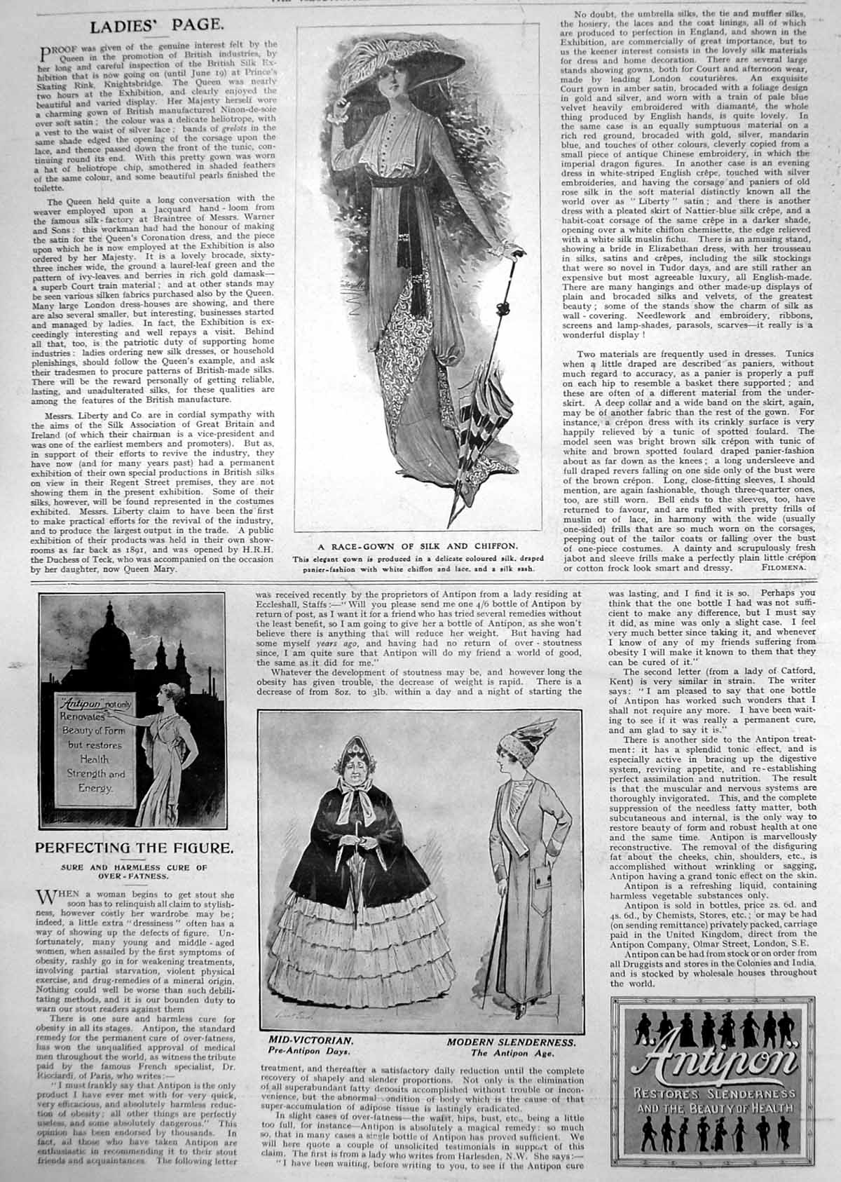 Old Race Gown Silk Chiffon Perfecting Figure Antipon Slenderness 1912 20th
