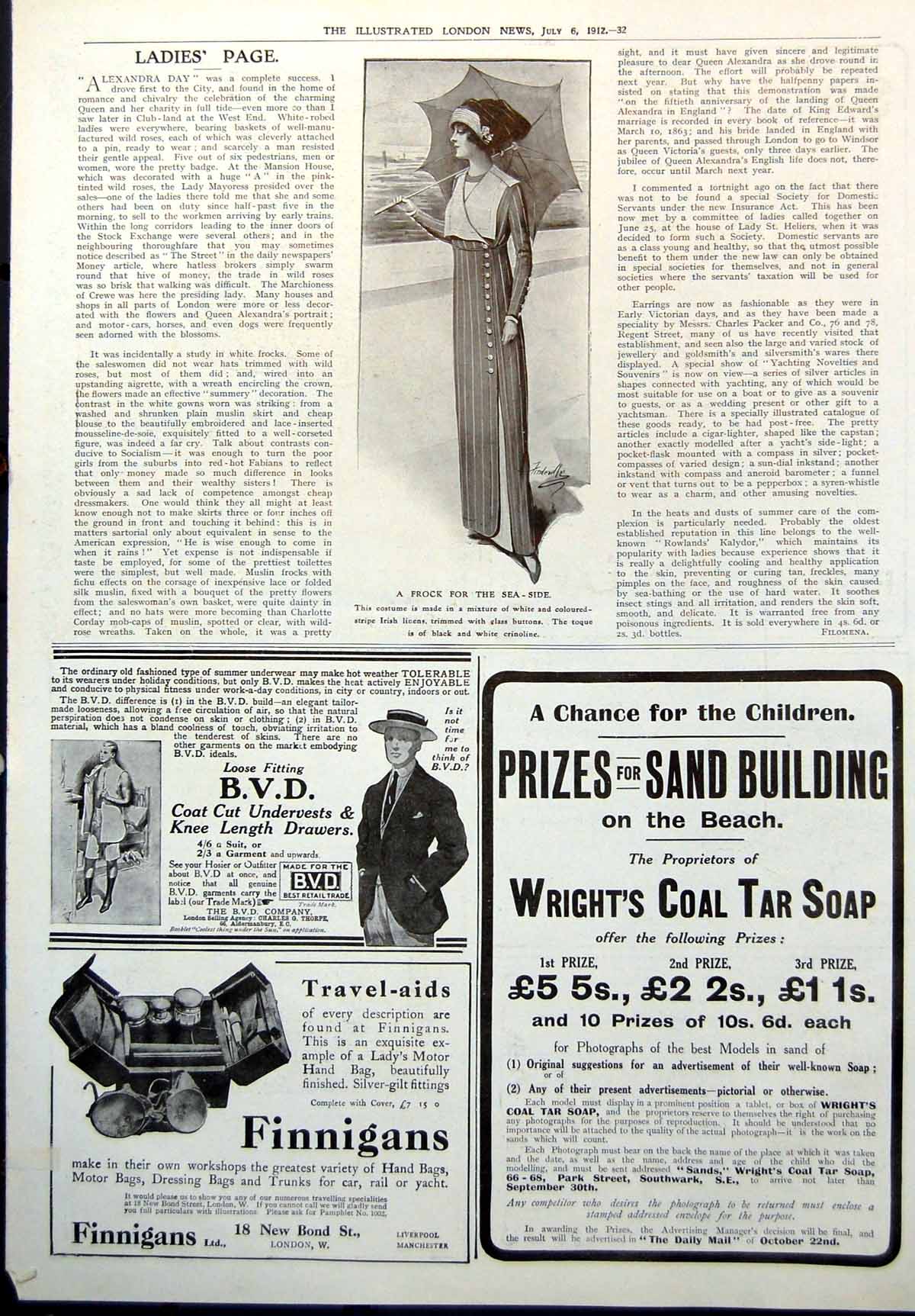 Old Frock Sea Side Wrights Coal Tar Soap Finnigans Travel Aids Bags 1912 20th