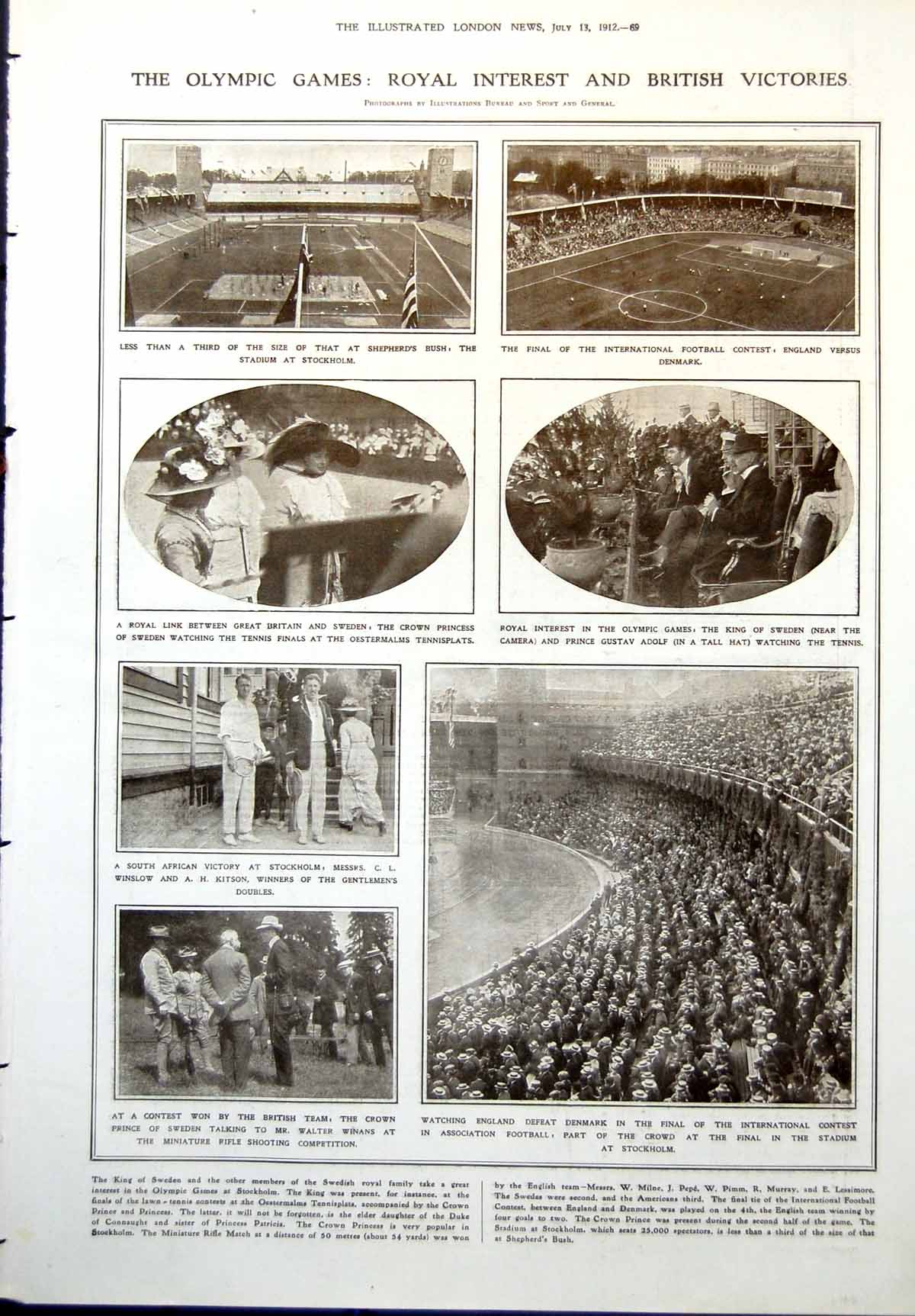 Old Print Olympic Games Stockholm King Sweden Sokol Festival Prague 1912 20th