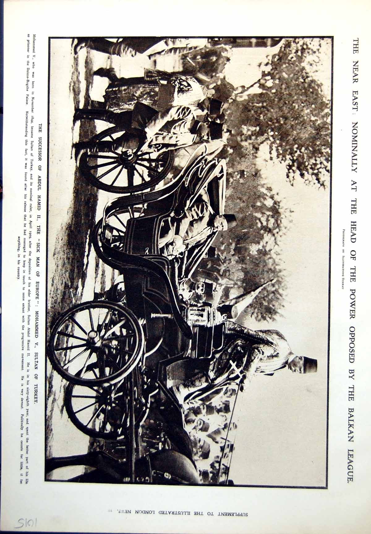 Antique Print Mohammed V Sultan Turkey Alchemy Mars GFighting Machine 1912