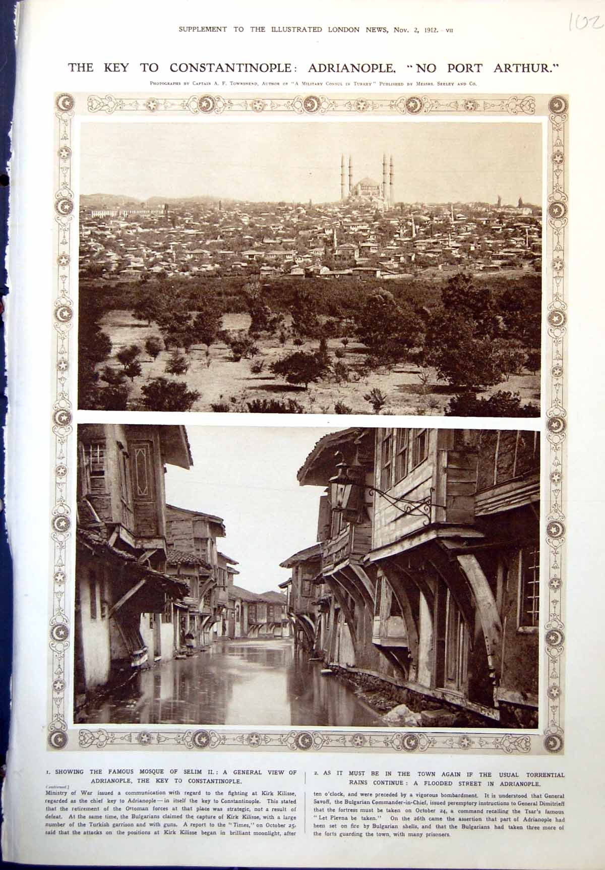 Print Adrianople Leaders Dimitrieff Gen Fitcheff M Pasha Prince Servia 1912