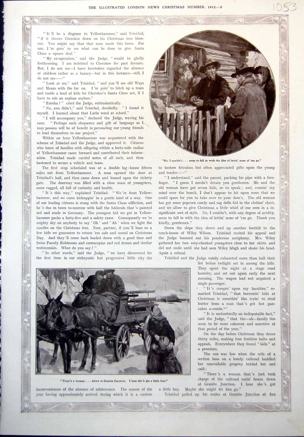 Old Christmas Injunction Granite Junction Cherokee Town Sleigh 1912 20th