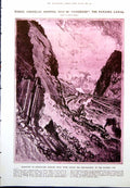 Antique Print Panama Canal Culebra Cut Channel Crossing Ship Normannia 1912