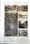 Old Print Strange Bridges Cane Siyom Suspension Maru Nonnezoshi Arch 1912 20th