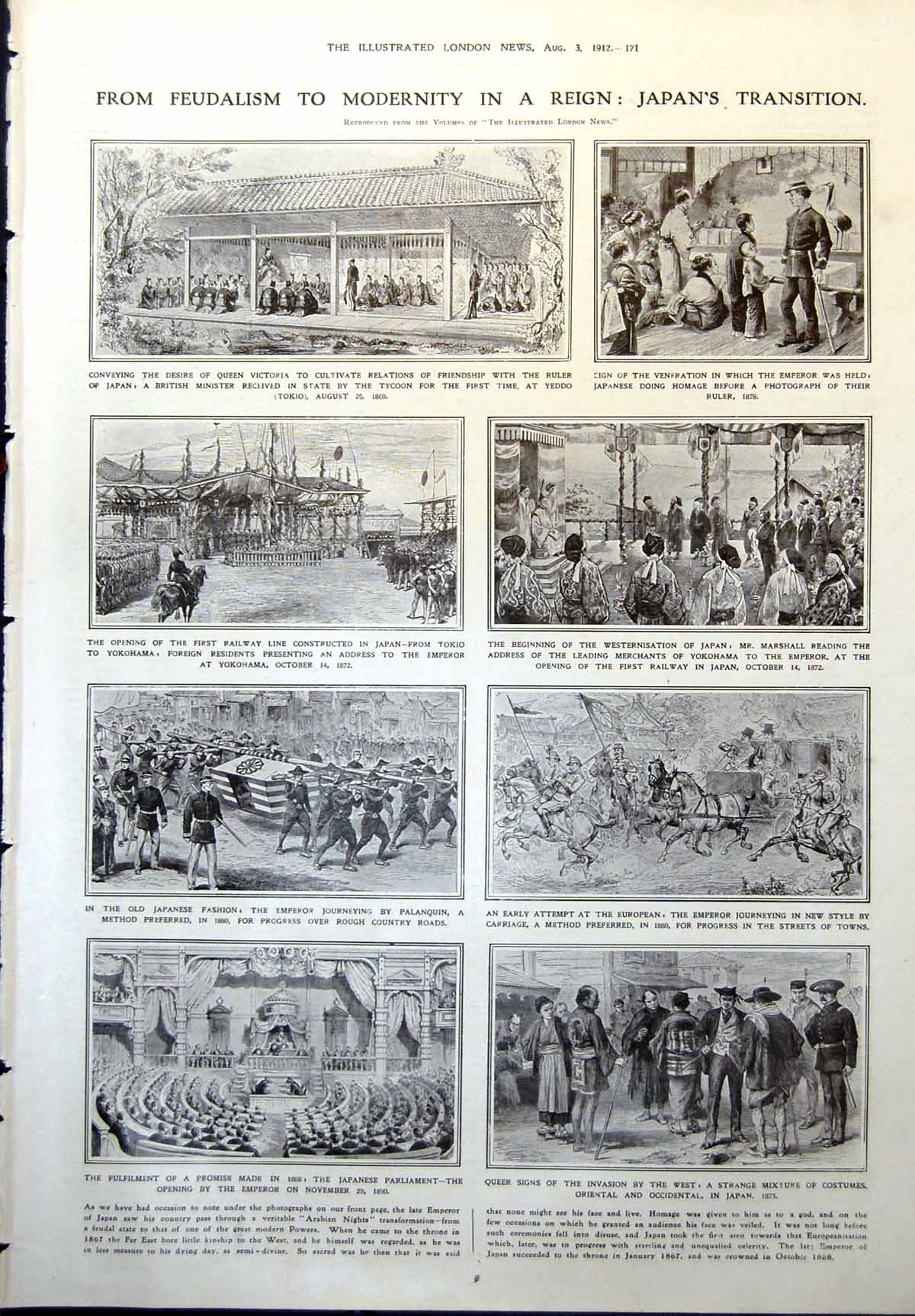 Old Japans Transition Feudalism Modernity E Tennyson D'Eyncourt 1912 20th