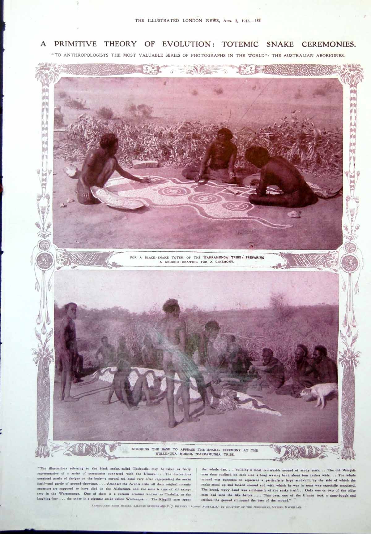 Old Totemic Snake Ceremonies Aborigines Baghdad Railway Jerablus 1912 20th