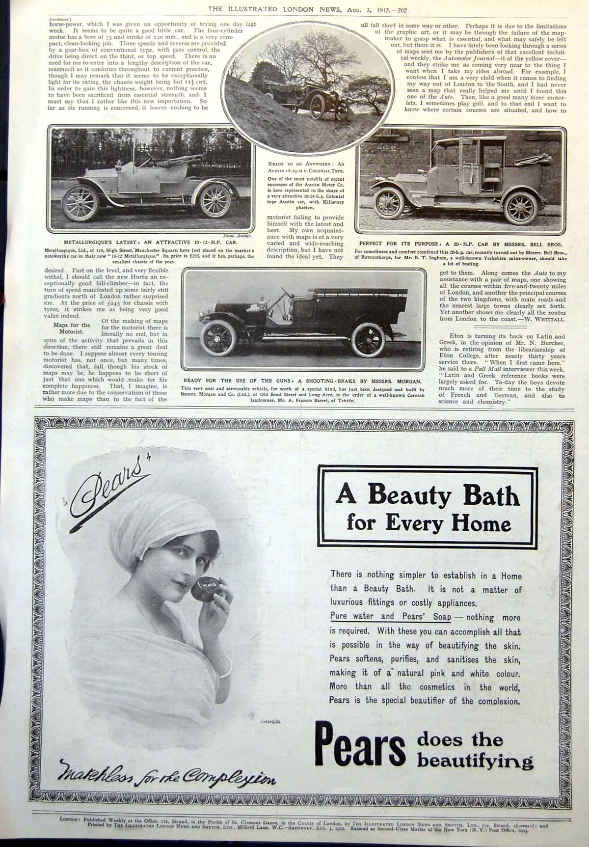 Old Print Shooting Brake Messrs Morgan Austin Colonial Metallurgique 1912 20th