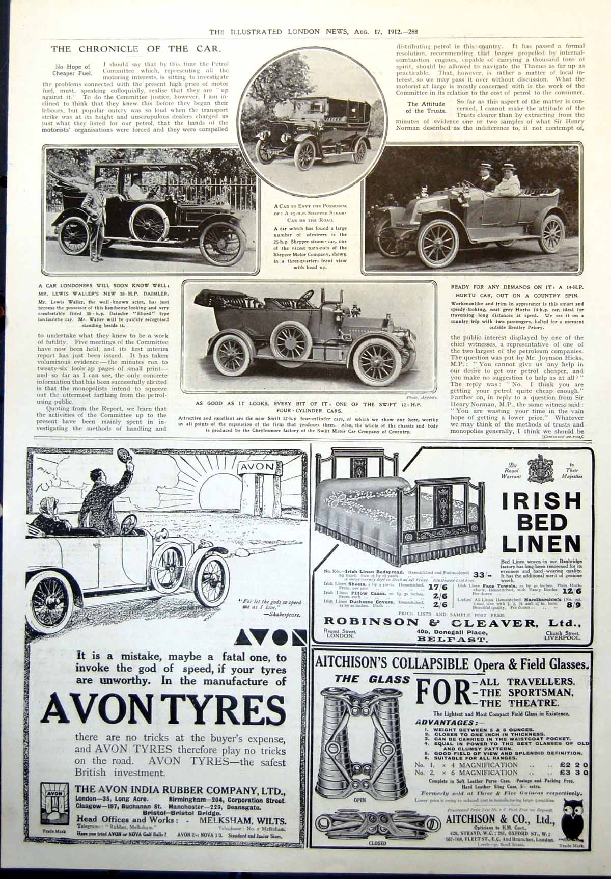 Old Lewis Wallers Daimler Swift 12 Hp Four Cylinder Car 14 Hp Hurtu 1912