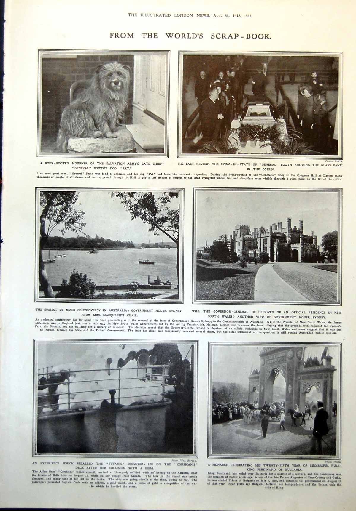 Antique Print Lying State Gen Booth Government Ho Sydney Napoleon 111 1912