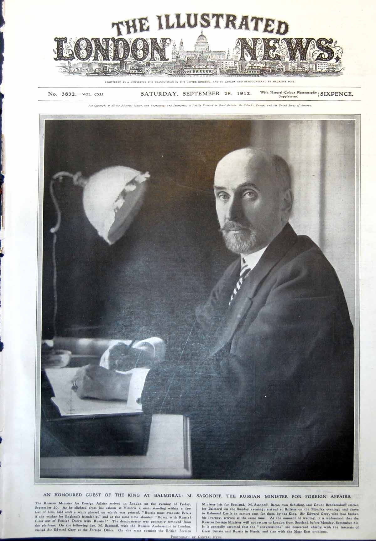 Old M Sazonoff Russian Minister Foreign Affairs Guest King Balmoral 1912 20th