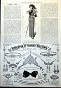 Antique Print Fashionable Whipcord Gown Association Diamond Merchants 1912 20th