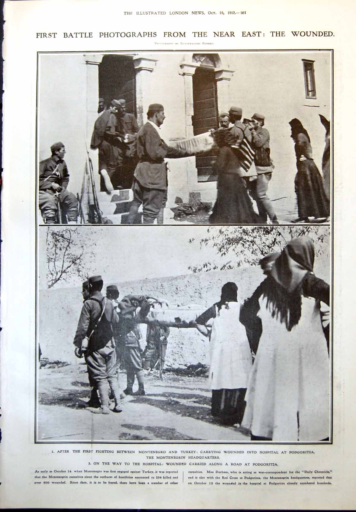 Old Print Fighting Montenegro Turkey Wounded Gen Vukotitch Abdulah Pasha