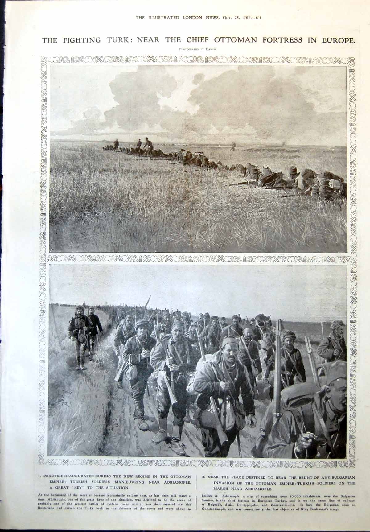 Old Print Fighting Turk Ottoman Fortress Magnetic Fields Poles Iron Filings1912
